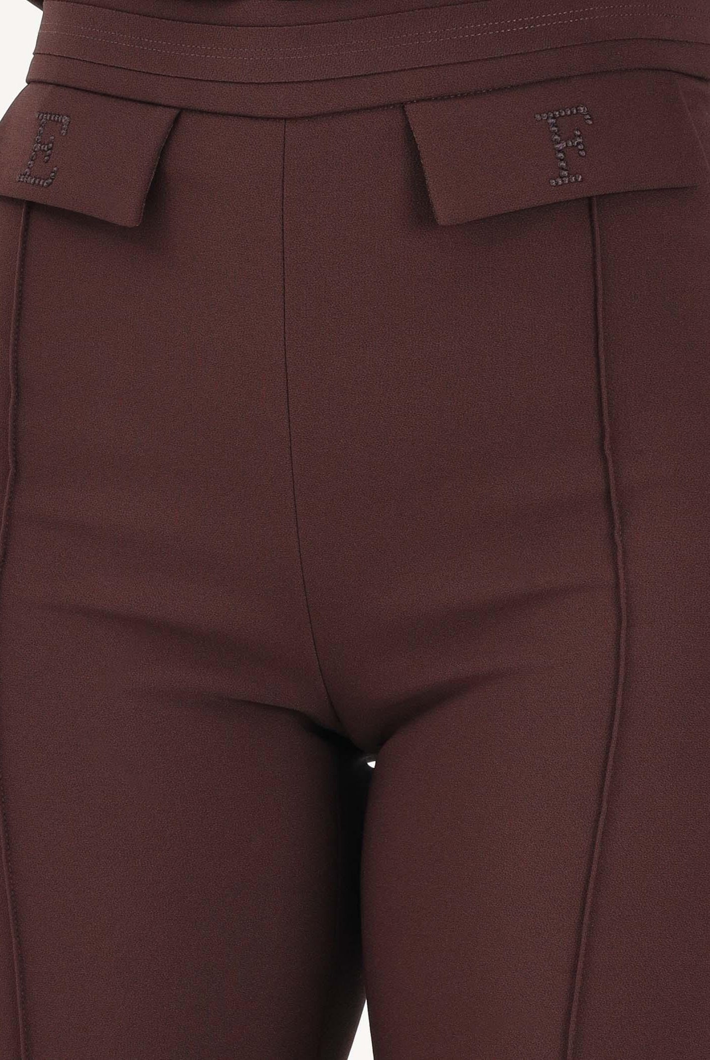 ELISABETTA FRANCHI Pantalone elegante cacao da donna con logo ricamato<BR/> PA17161E2 644 ELISABETTA FRANCHI