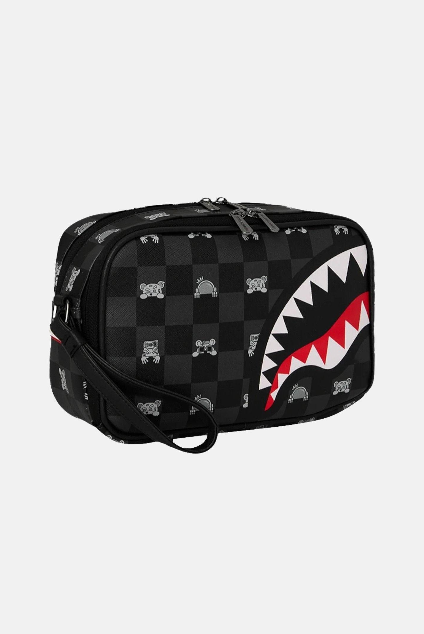 SPRAYGROUND Pochette Gray Peeking Character Check nera per uomo e donna 910B8914NSZ . SPRAYGROUND