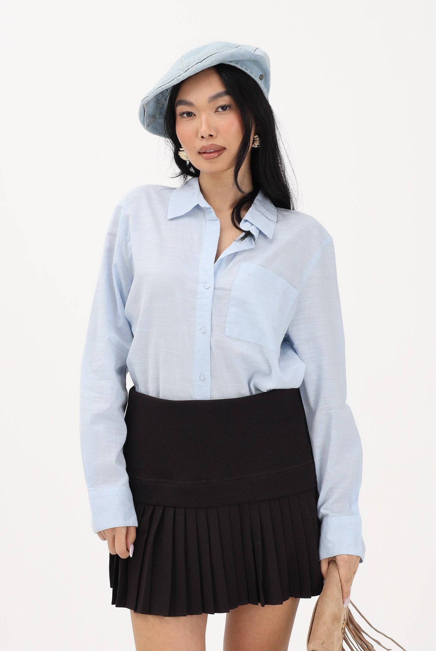 JDY Camicia a manica lunga celeste da donna 15351414 KEBL JDY