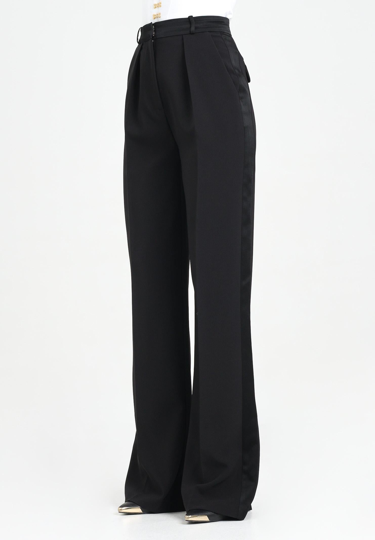 ELISABETTA FRANCHI Pantalone elegante nero da donna con dettagli smoking PA12656E2 110 ELISABETTA FRANCHI
