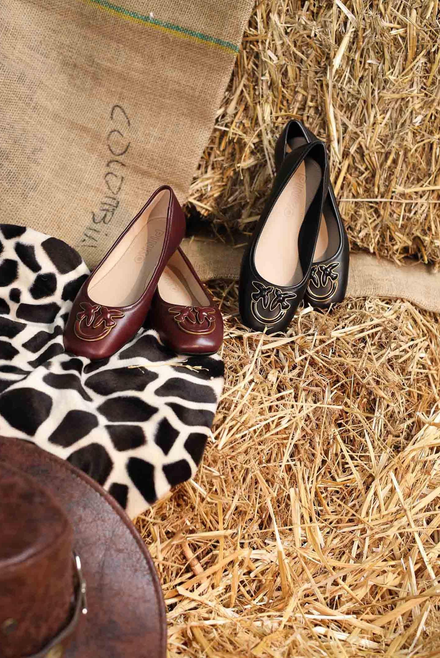 PINKO Ballerine bordeaux da donna con logo Love Birds SD0379P003P61 PINKO