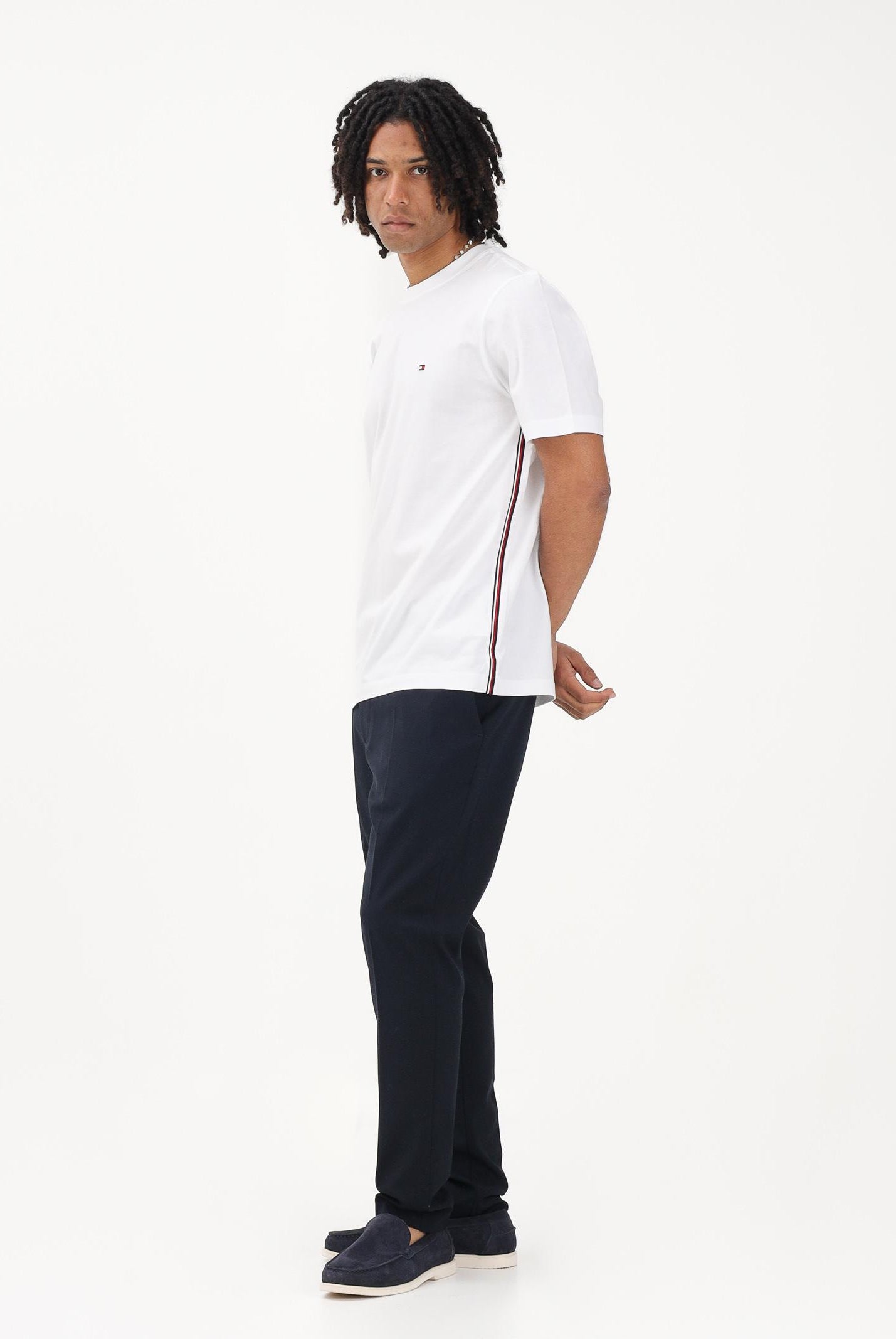 TOMMY HILFIGER T-shirt a manica corta bianca da uomo con logo MW0MW42393 YBR TOMMY HILFIGER