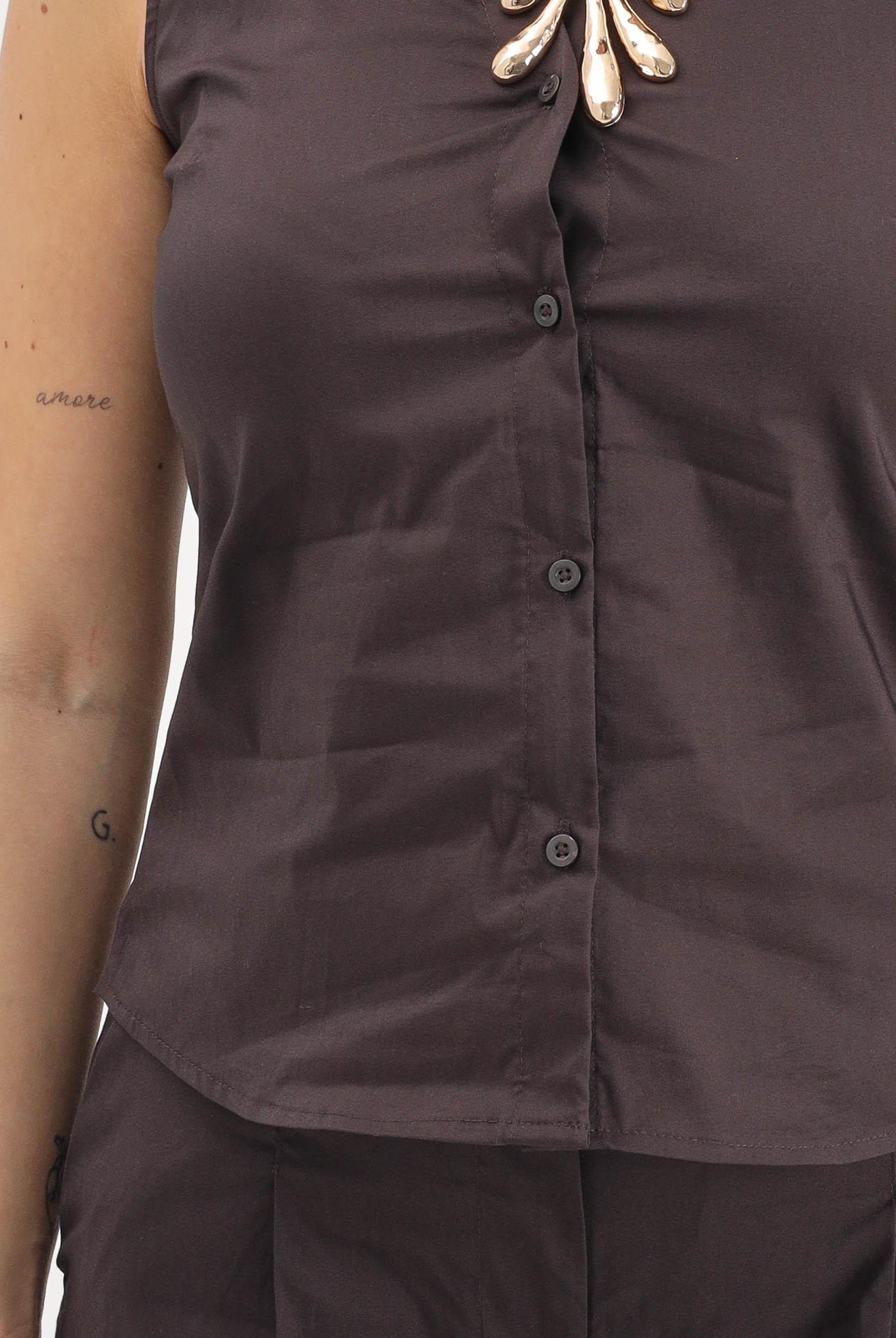 JDY Camicia smanicata marrone da donna 15367067 CHTO JDY
