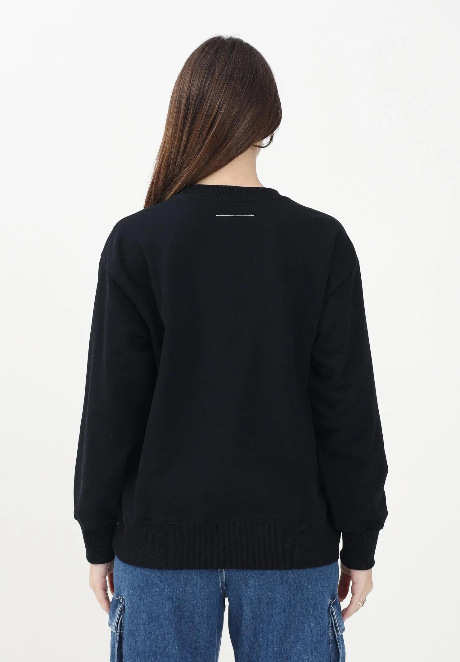 MAISON MARGIELA Felpa girocollo nera per donna, ragazzi e bambini con logo numerico Pixel M60796MM02X M6900 MAISON MARGIELA