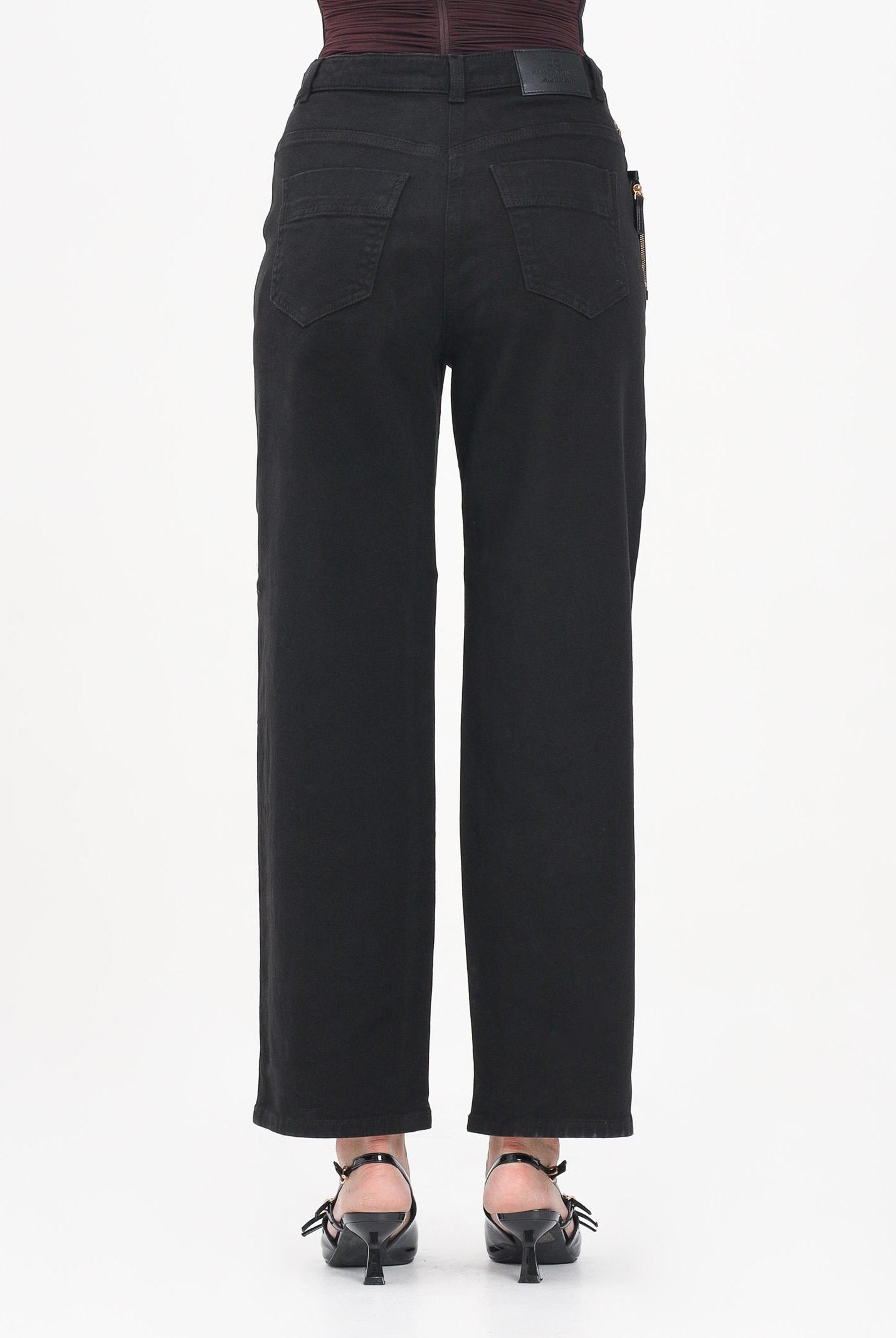 ELISABETTA FRANCHI Jeans in denim nero da donna con costruzione boyfriend PJ04D56E2 110 ELISABETTA FRANCHI