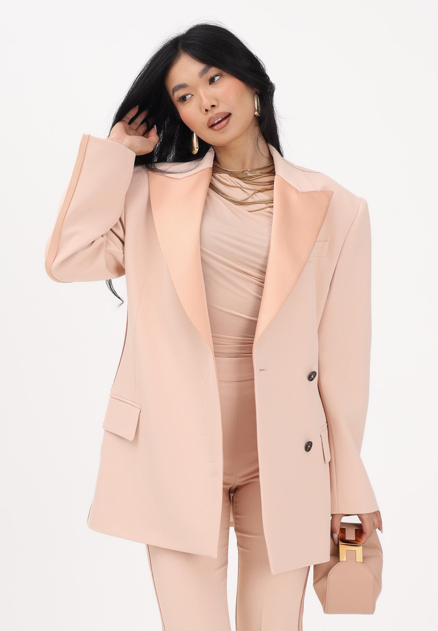 ELISABETTA FRANCHI Giacca doppiopetto nude da donna in crêpe leggero e raso GI24163E2 EA1 ELISABETTA FRANCHI