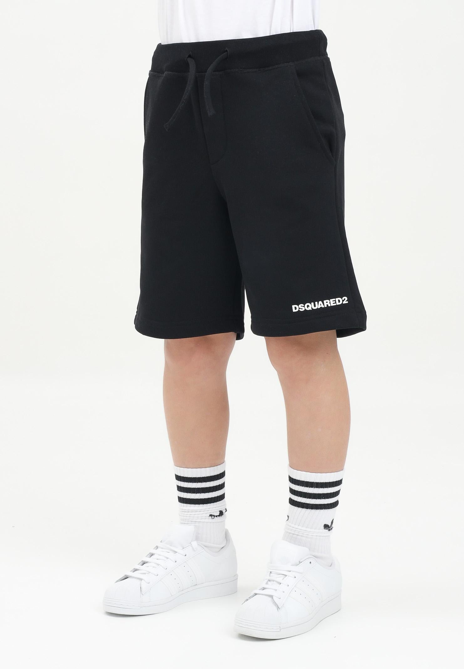 DSQUARED2 Shorts sportivo nero per donna, ragazzi e bambini con stampa logo DQ2738D0094 DQ900 DSQUARED2