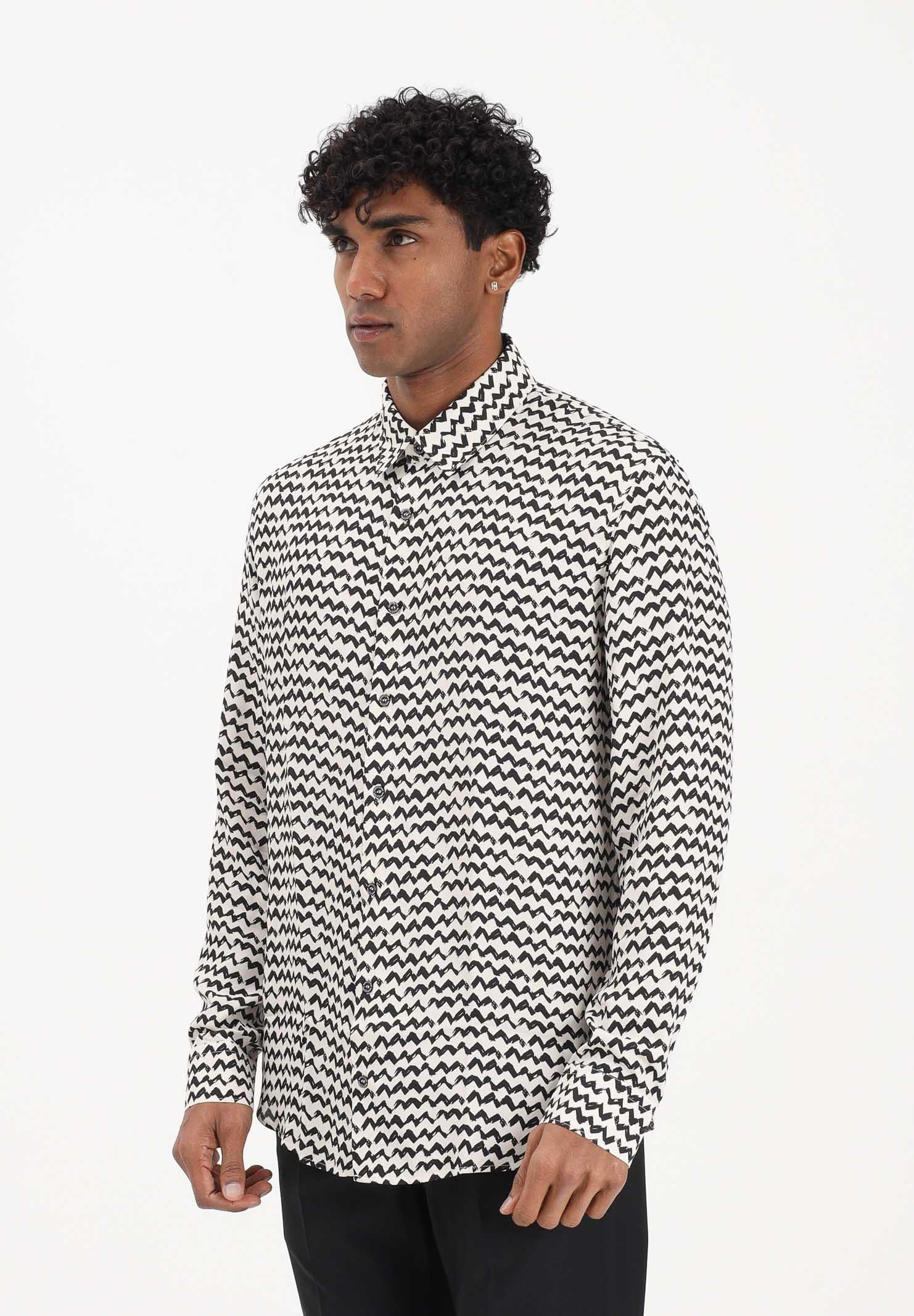 PATRIZIA PEPE Camicia a manica lunga panna da uomo con fantasia astratta 5C0310A093 FG81 PATRIZIA PEPE