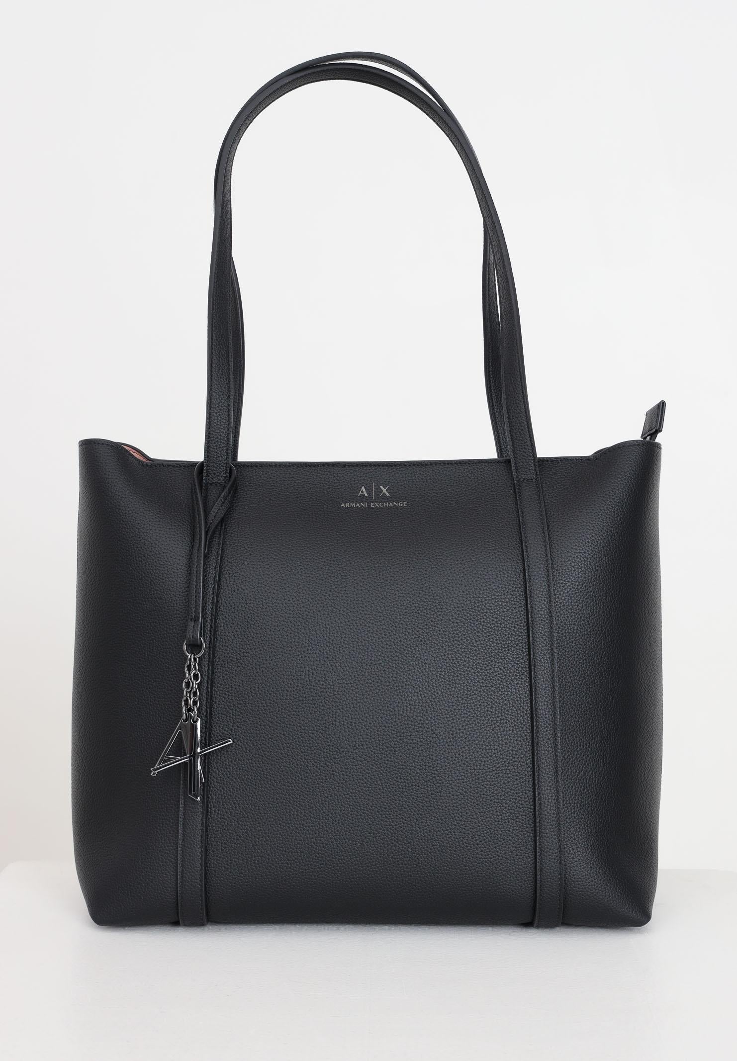 ARMANI EXCHANGE Shopper nera da donna con logo e ciondolo AX 942930CC726 28621 ARMANI EXCHANGE