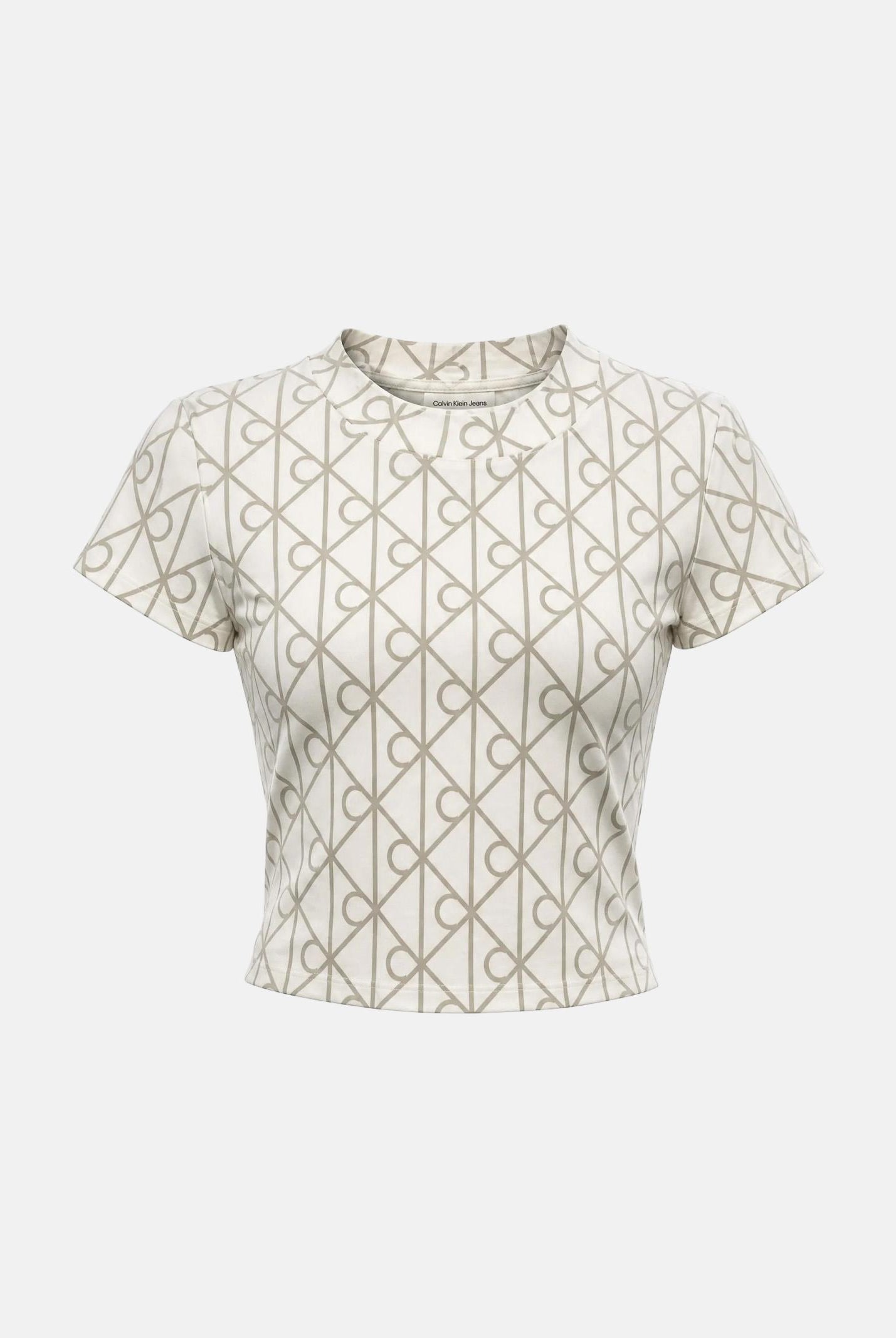 CALVIN KLEIN JEANS T-shirt cropped Emblem Print colore Tofu AOP, avorio/bianco, da donna LV047G830G YAS CALVIN KLEIN JEANS