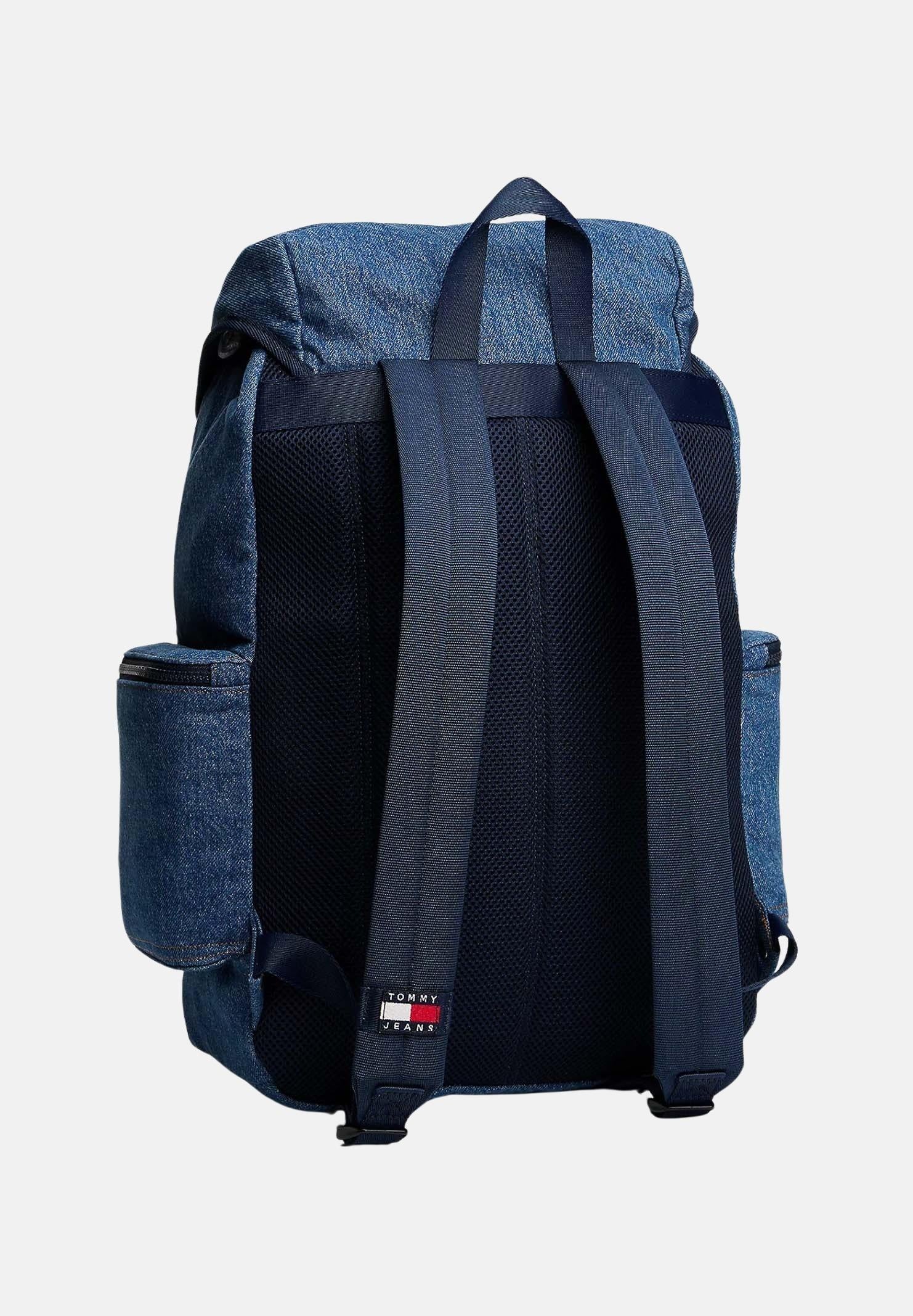 TOMMY JEANS Zaino Archive in denim blu per uomo e donna con logo AM0AM13812 1AF TOMMY JEANS