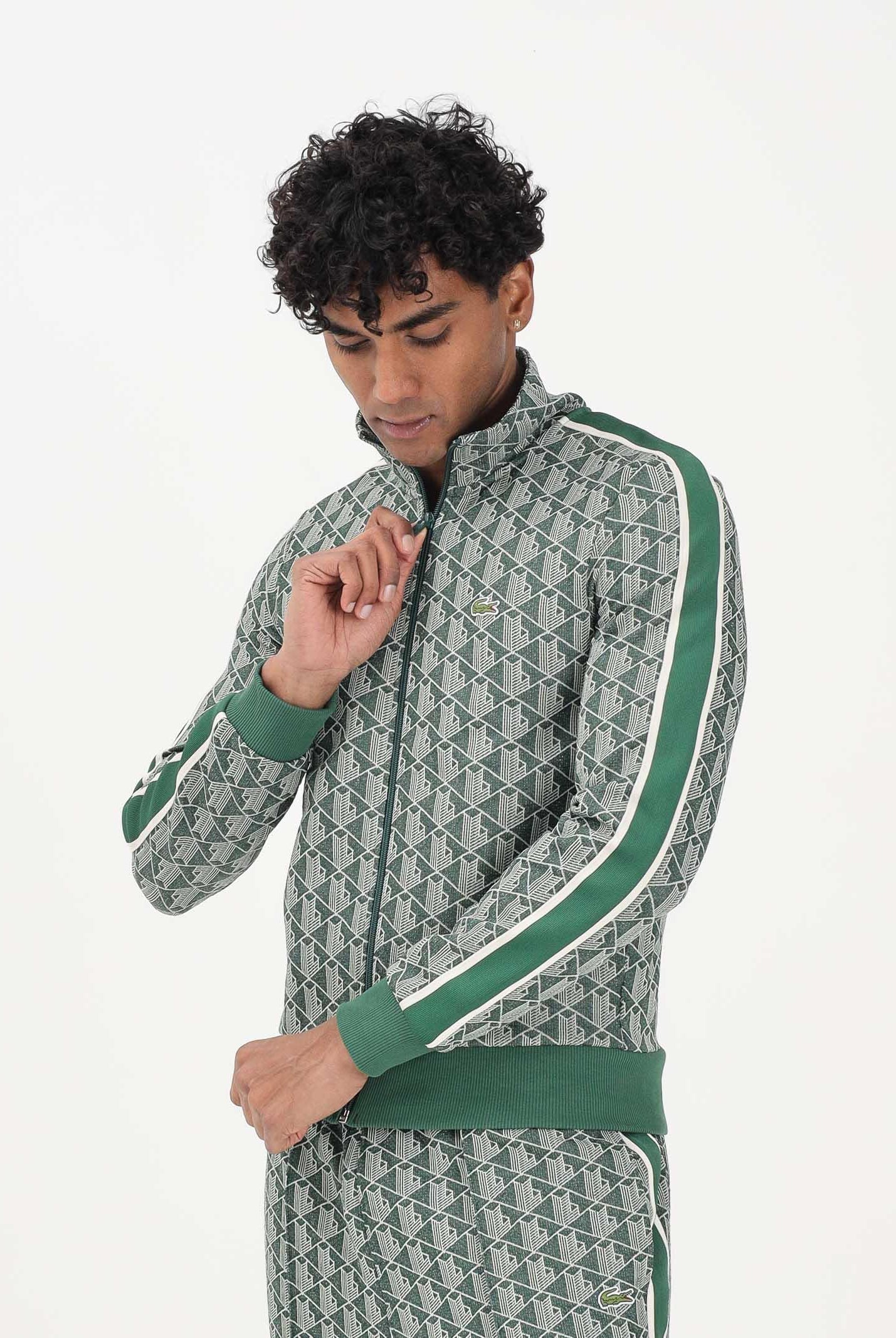 LACOSTE Felpa con zip Paris verde da uomo SH1368 D1R LACOSTE