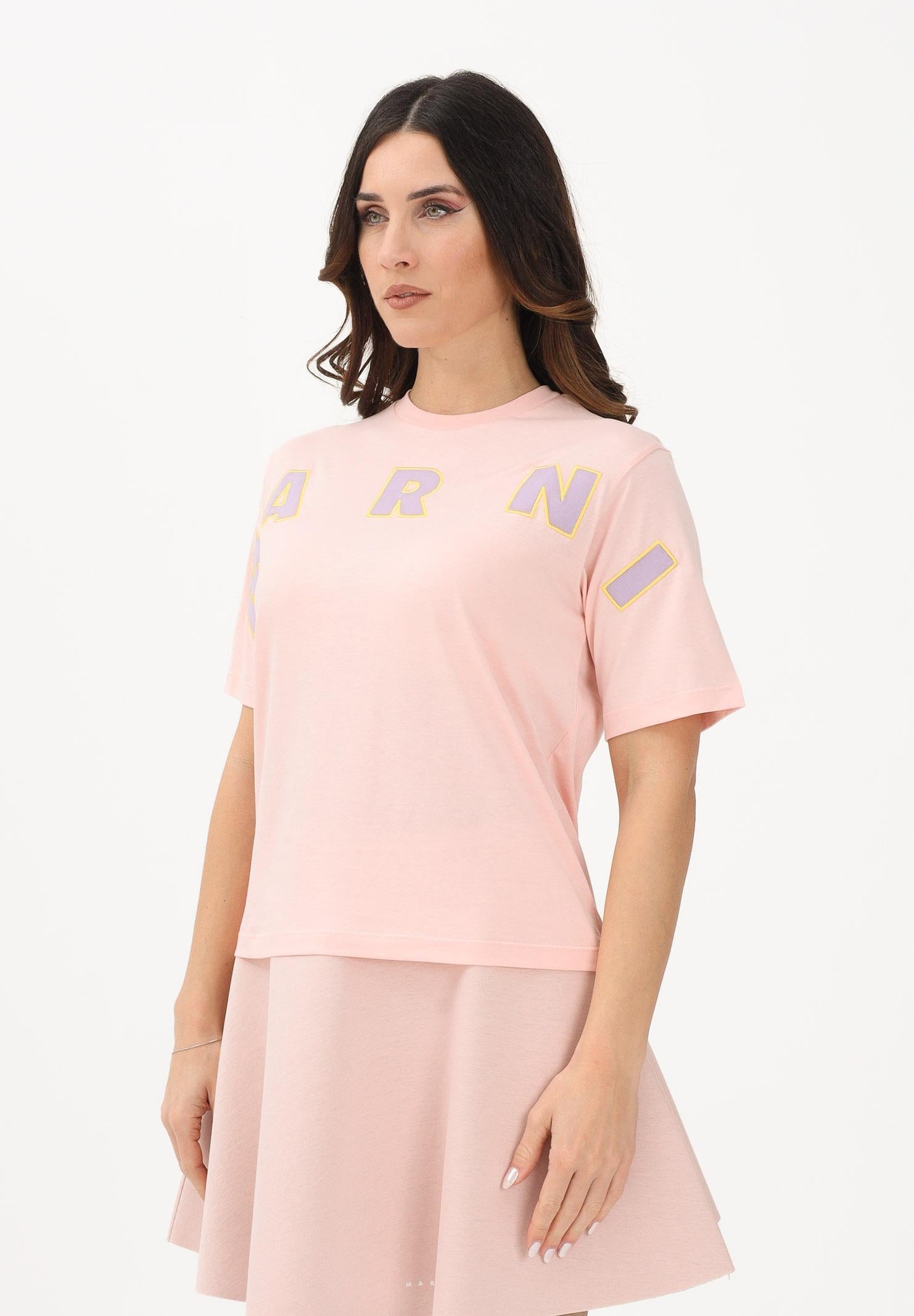 MARNI T-shirt a manica corta rosa per donna, ragazze e bambine con logo M01733M00RF 0M351 MARNI