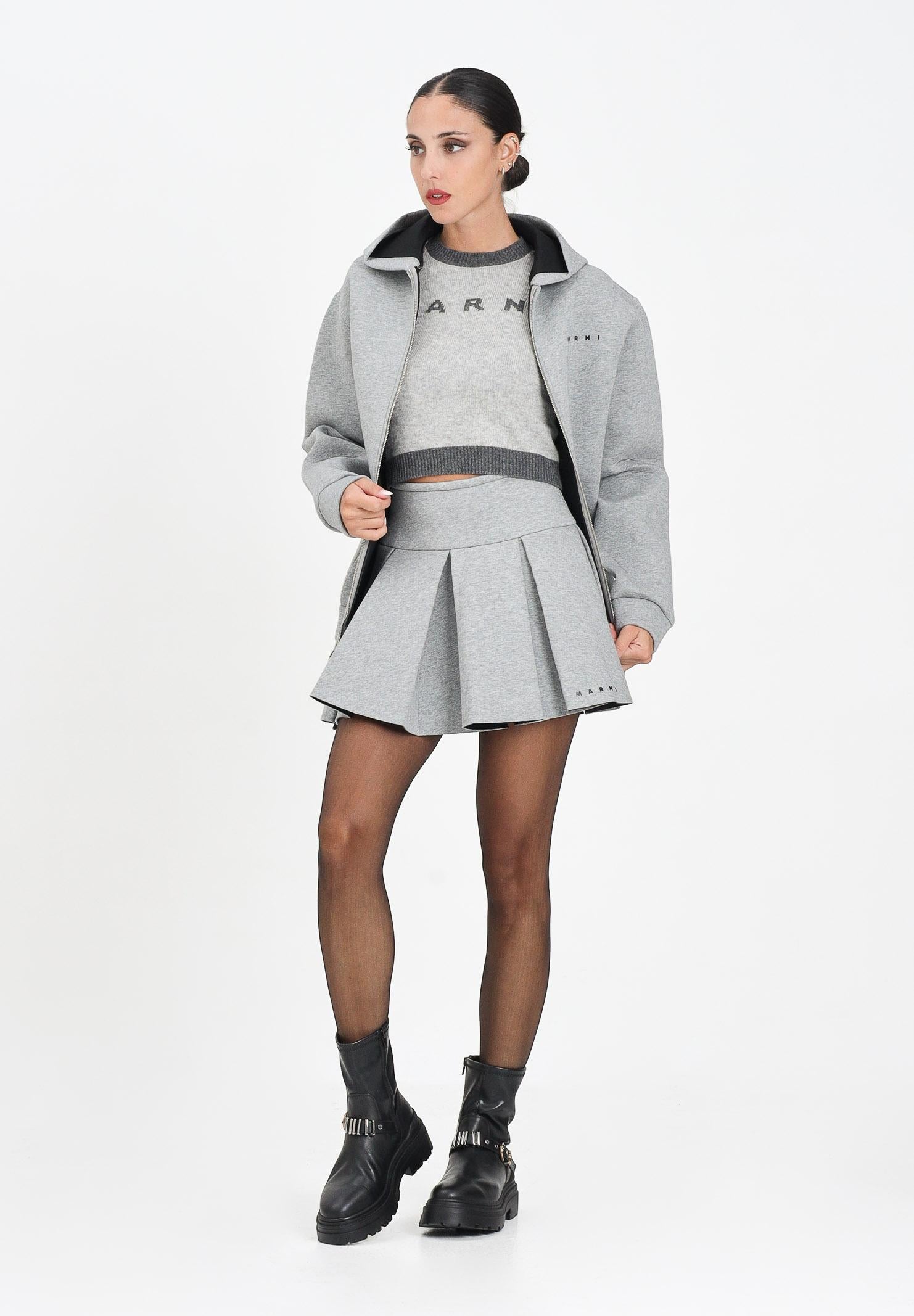 MARNI Gonna corta grigia per donna e ragazze in neoprene a balze M01550M00VC 0M923 MARNI