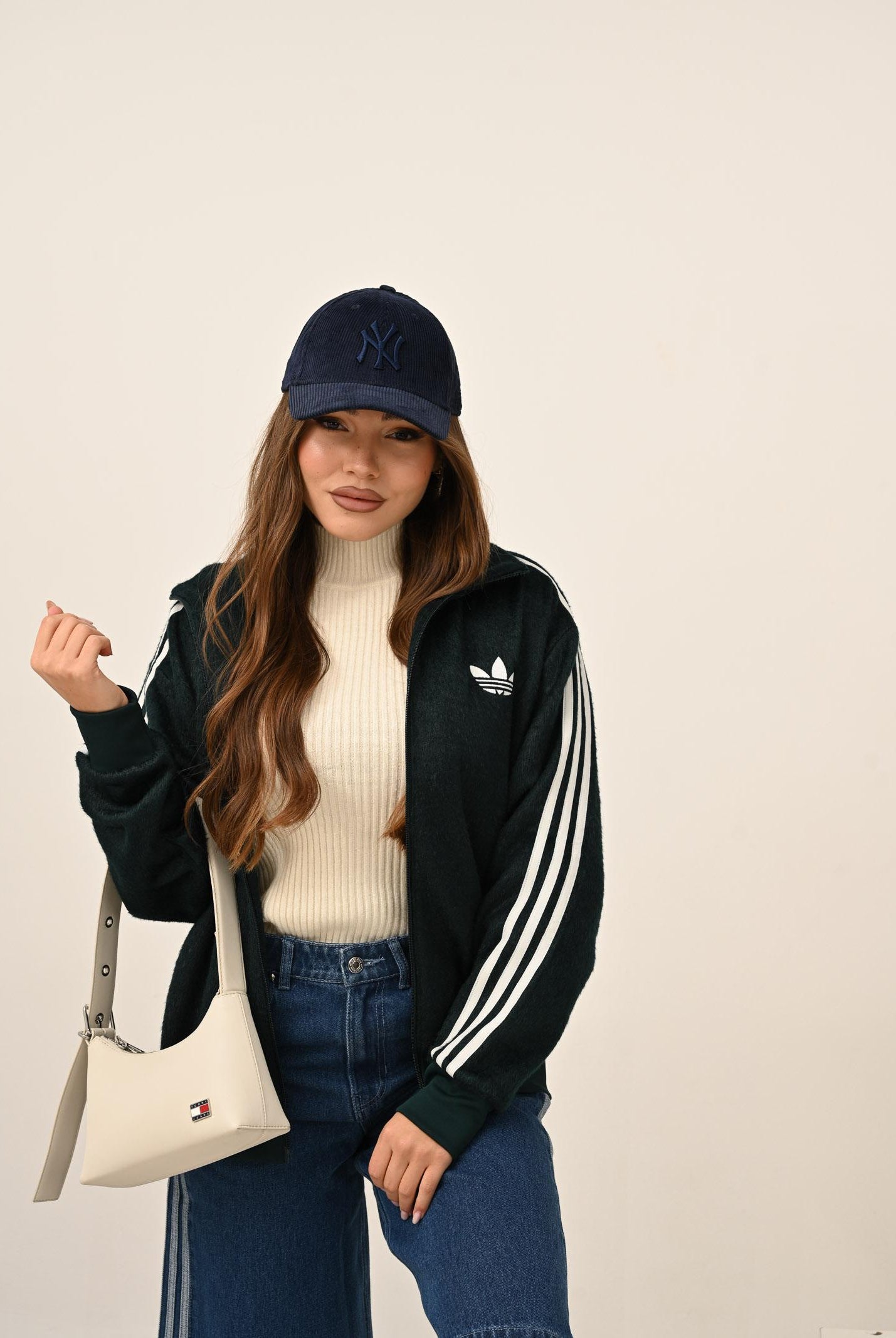 ADIDAS ORIGINALS Felpa con zip MOHAIR FIREBIRD LOOSE verde da donna KS7777 . ADIDAS ORIGINALS