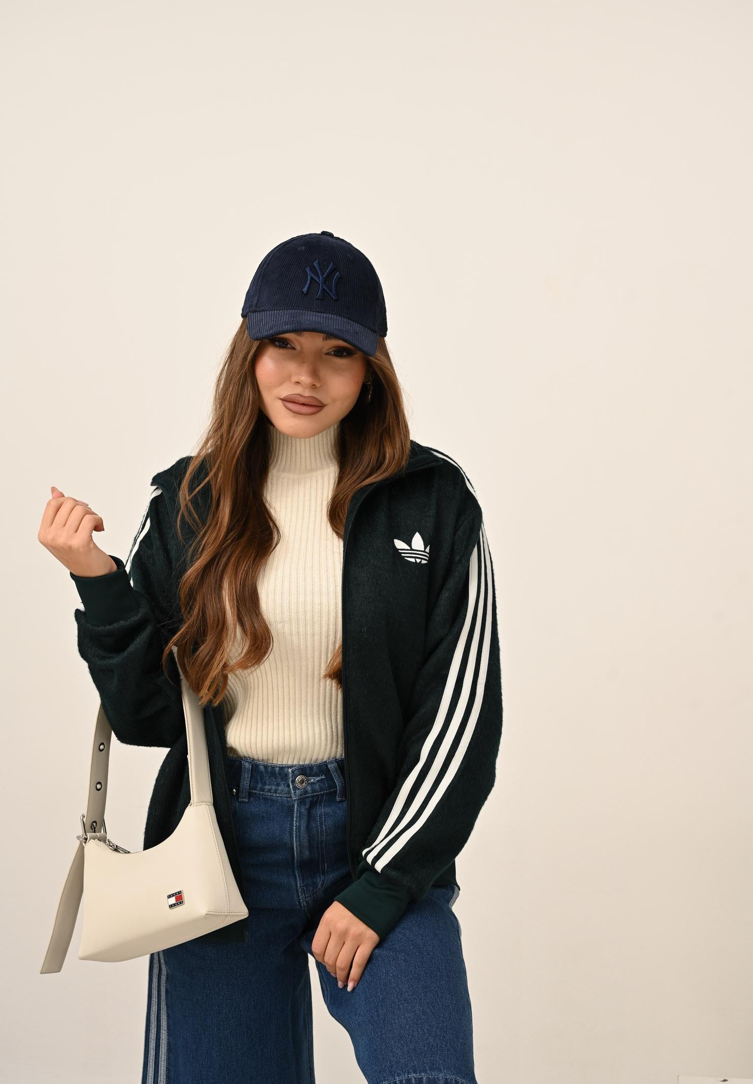 ADIDAS ORIGINALS Felpa con zip MOHAIR FIREBIRD LOOSE verde da donna KS7777 . ADIDAS ORIGINALS