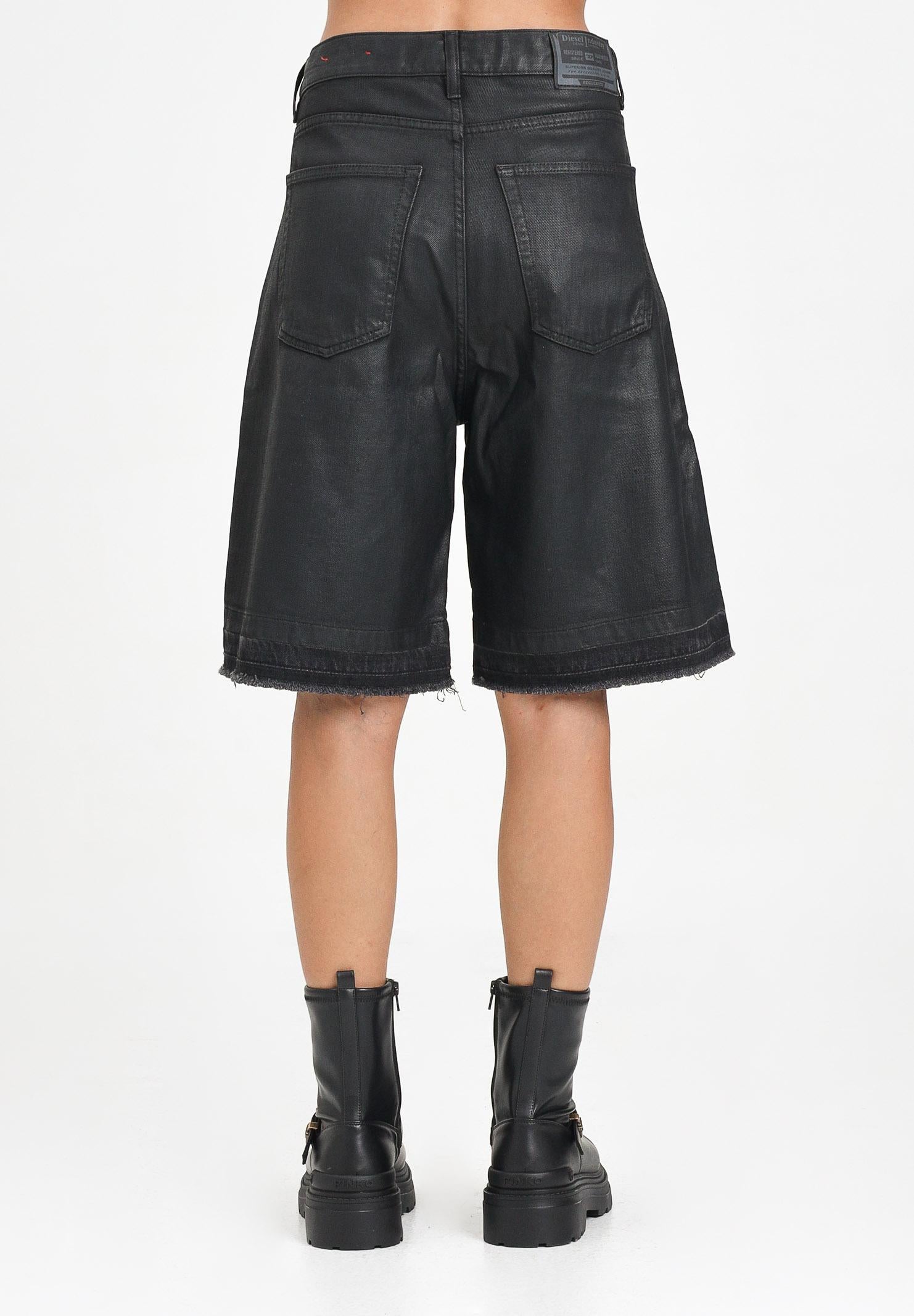 DIESEL Bermuda in denim nero per donna e ragazze con orli a taglio vivo J02351KXBPX K02 DIESEL