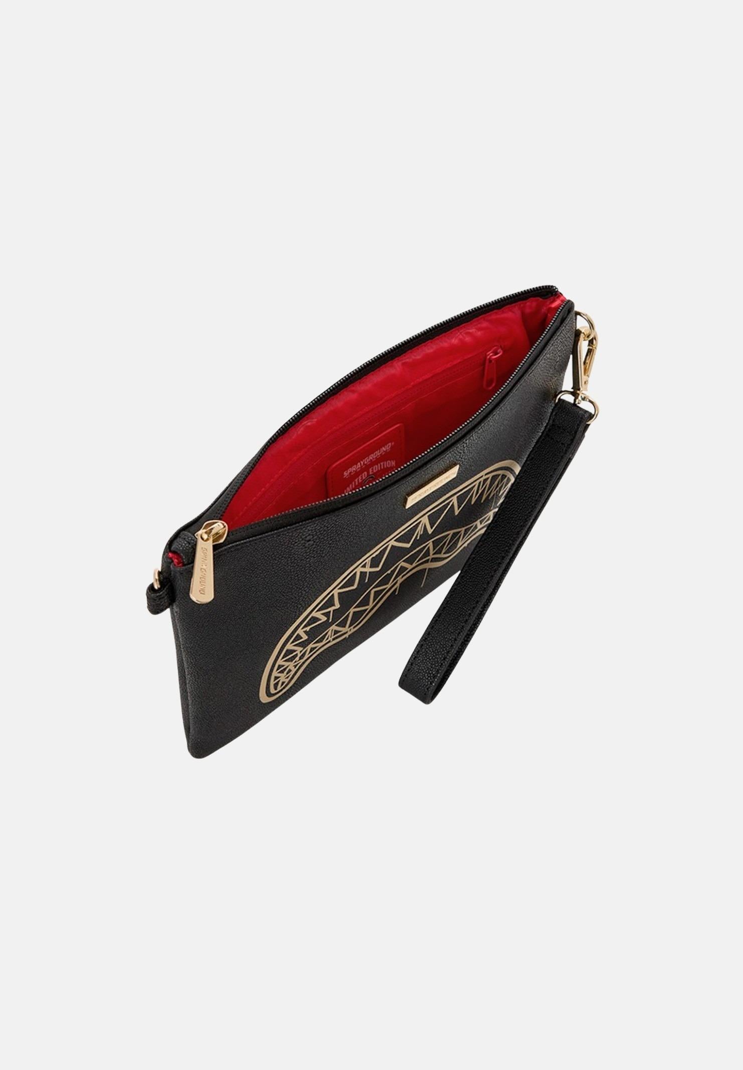 SPRAYGROUND Pochette That Gold Drap nera per uomo e donna 910B8977NSZ . SPRAYGROUND