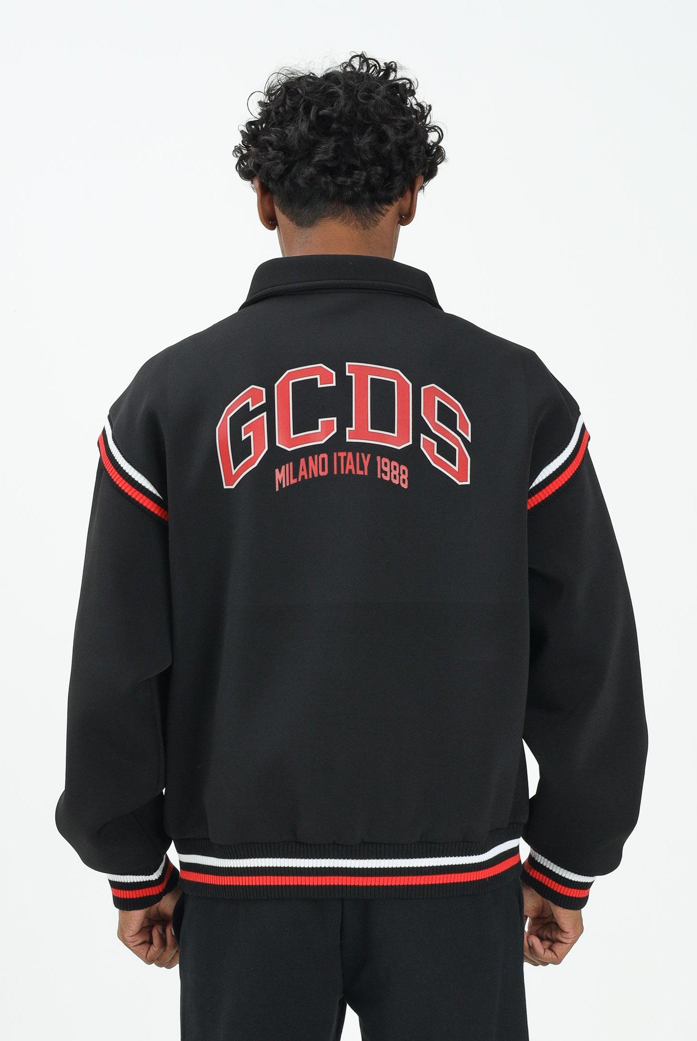 GCDS Bomber nero per uomo e donna con logo sul retro B2EM0901MA0 99 GCDS