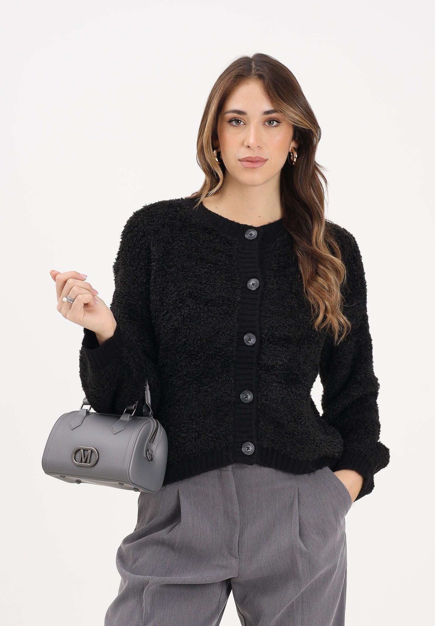 JDY Cardigan nero da donna in maglia bouclé 15337012 Black JDY