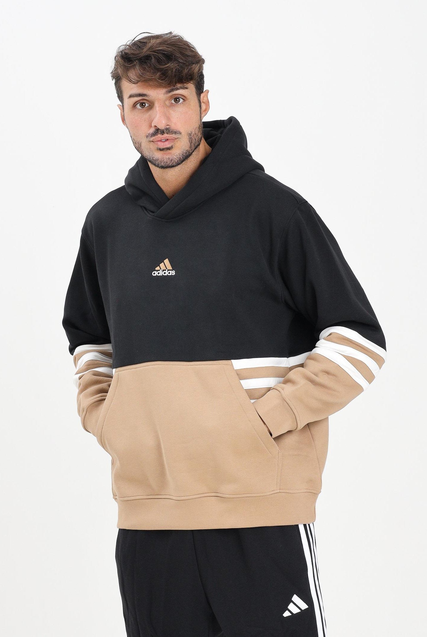 ADIDAS PERFORMANCE Felpa con cappuccio Archive nera e beige da uomo JY2797 ADIDAS ORIGINALS