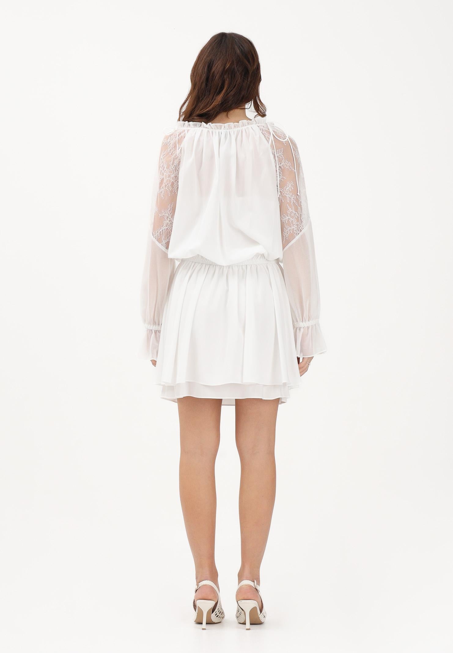 PINKO Abito corto bianco da donna in chiffon leggero 106293A336 Z05 PINKO