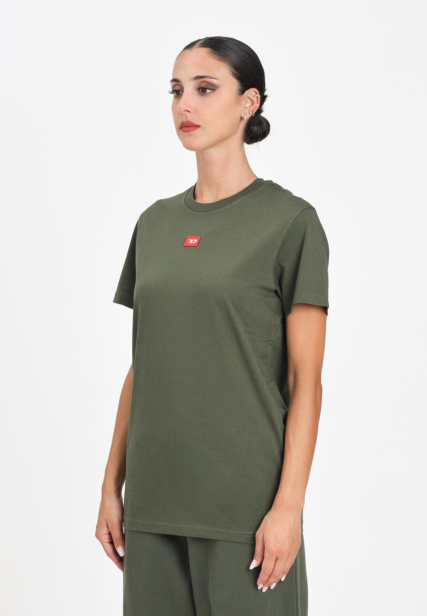 DIESEL T-shirt a manica corta verde militare per donna, ragazzi e bambini con logo J025010GRAI K513 DIESEL