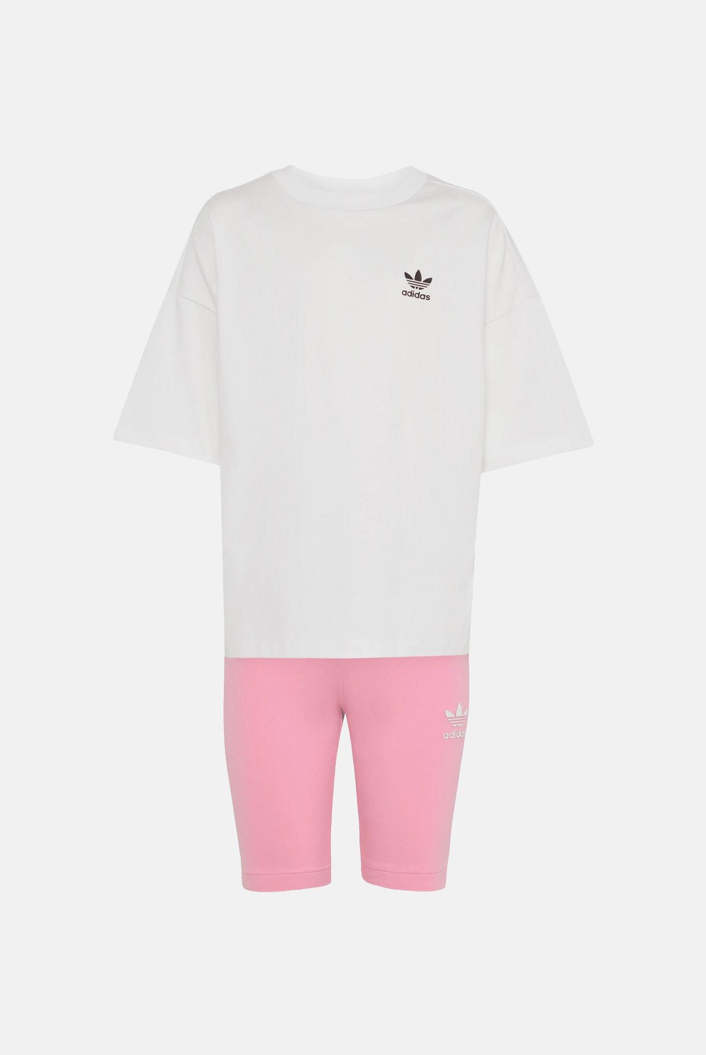 ADIDAS ORIGINALS Completo Pantaloncini da ciclismo e maglietta Light Pink/White rosa chiaro e bianco bambina. KE2345 . ADIDAS ORIGINALS