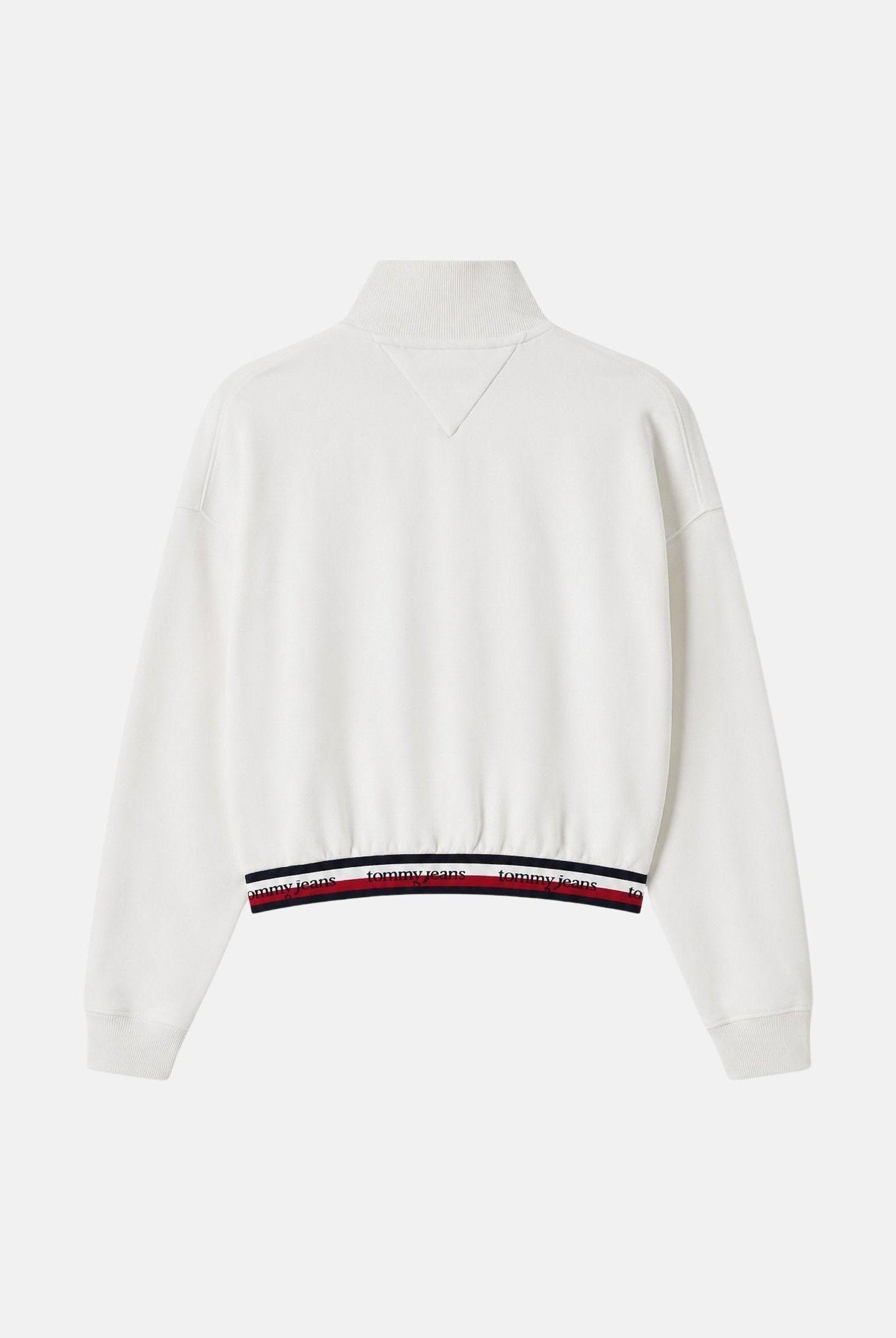 TOMMY JEANS felpa Boxy Quarter-Zip color Ecru, bianco, da donna DW0DW23144 YBL TOMMY JEANS