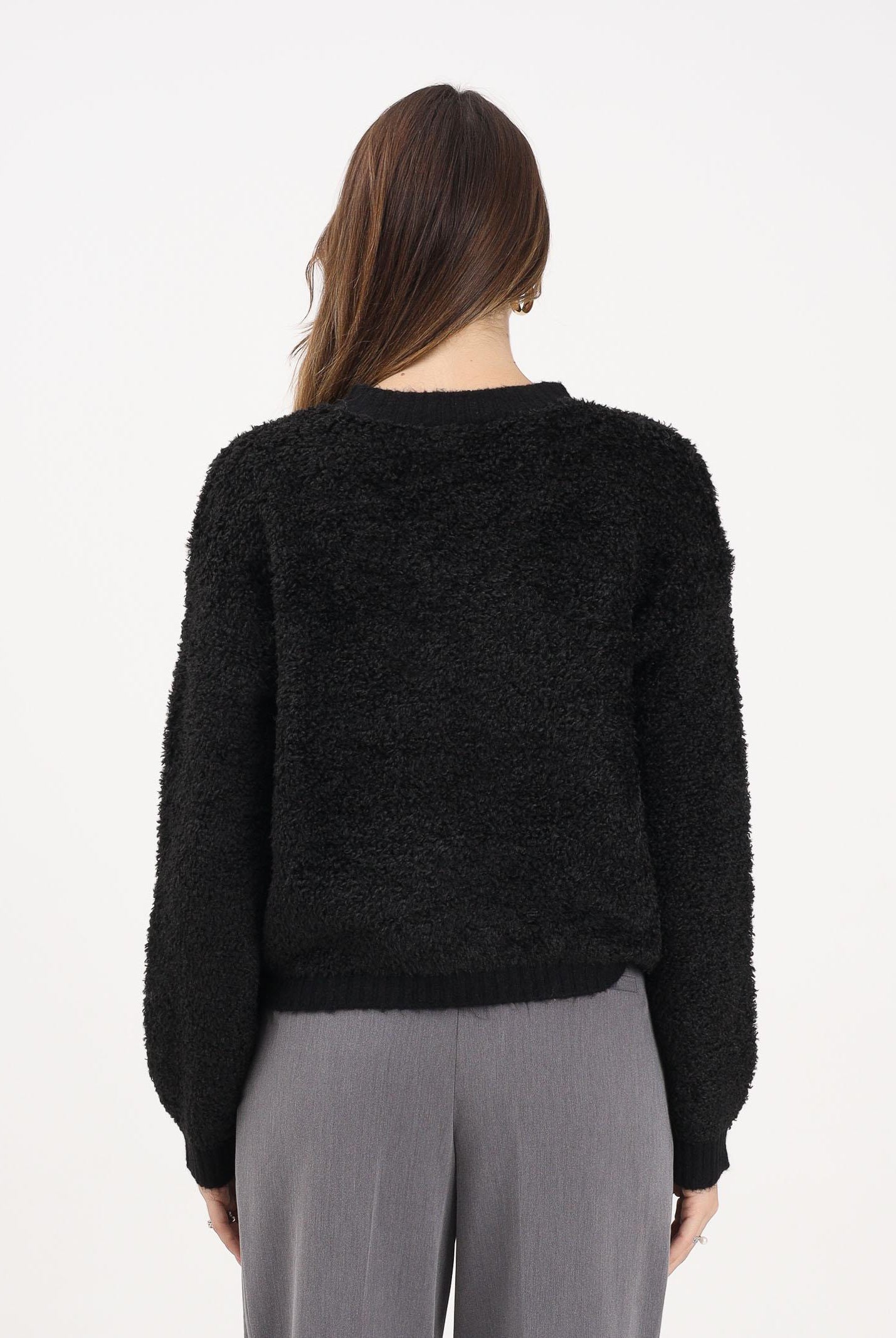 JDY Cardigan nero da donna in maglia bouclé 15337012 Black JDY
