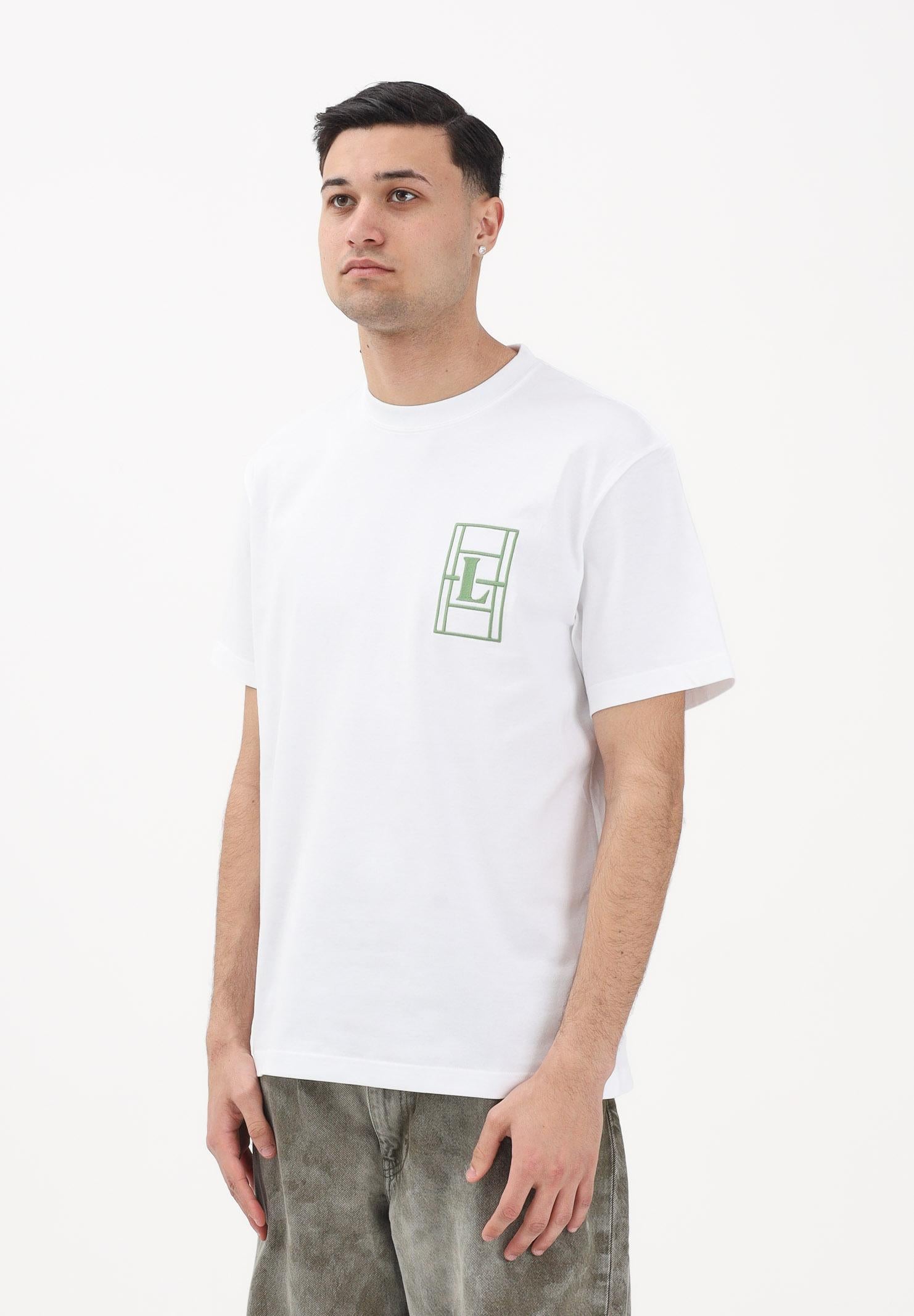 LACOSTE T-shirt a manica corta bianca da uomo in jersey pesante ricamato TH1716 001 LACOSTE