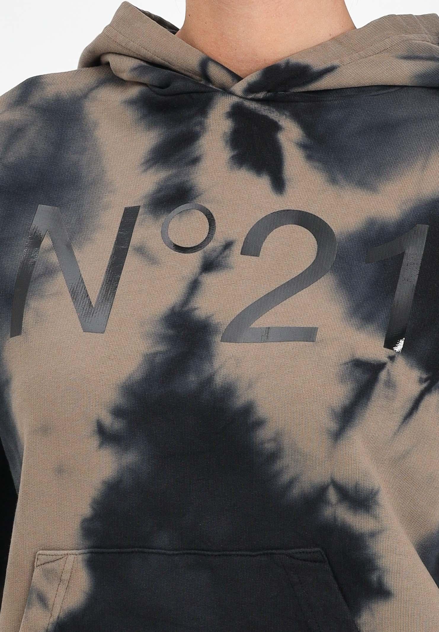 N21 Felpa con cappuccio cammello per donna, ragazzi e bambini in cotone tie-dye N2107LN0447 0N720 N21