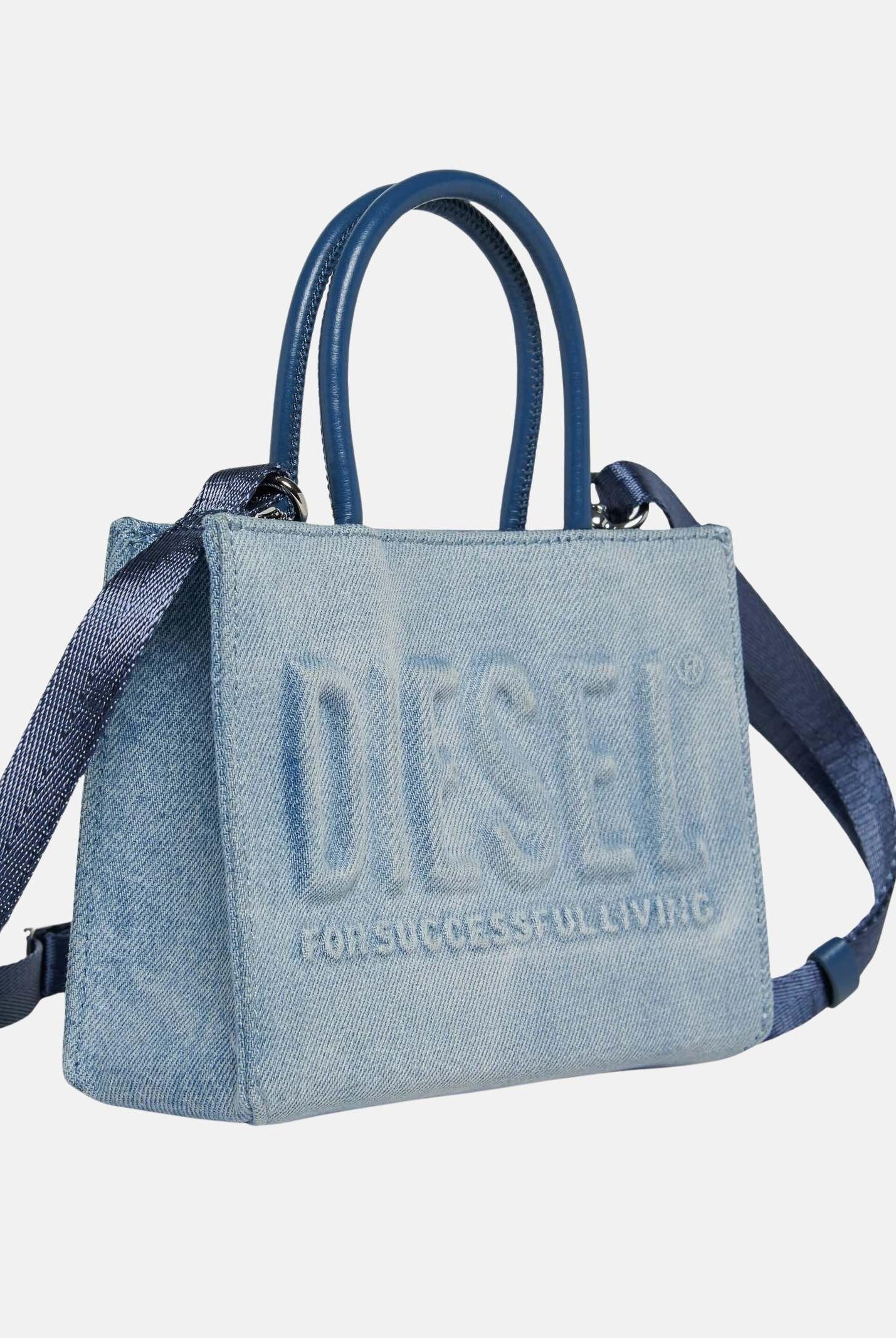 DIESEL Borsa a mano in denim chiaro da donna con logo J02529P1730 H8457 DIESEL