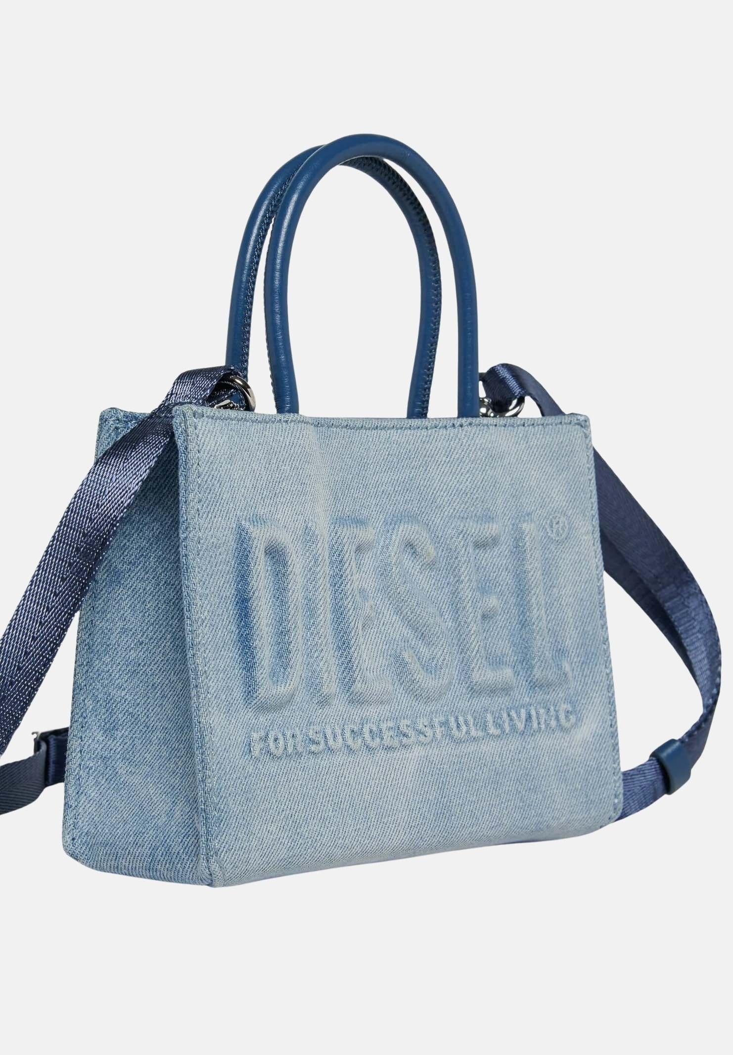 DIESEL Borsa a mano in denim chiaro da donna con logo J02529P1730 H8457 DIESEL
