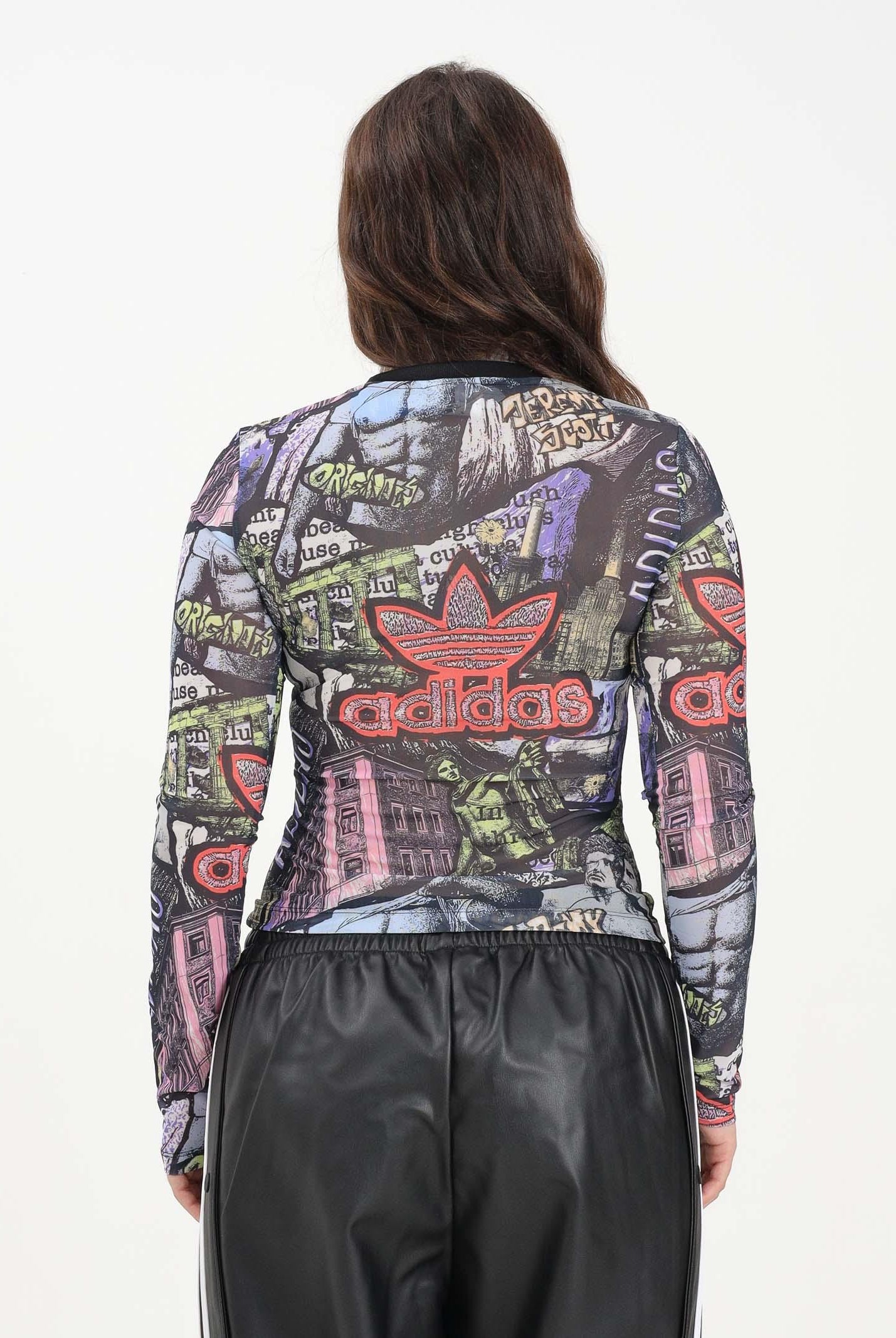 ADIDAS ORIGINALS T-shirt a manica lunga adidas X Jeremy Scott Pride AOP Power Mesh multicolore da donna JW0826 . ADIDAS ORIGINALS