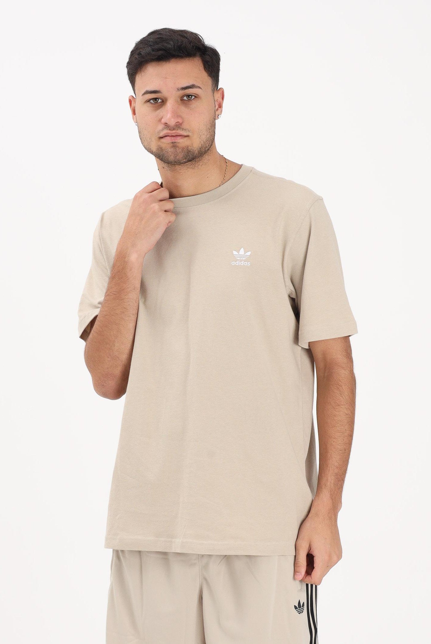 ADIDAS ORIGINALS T-shirt a manica corta TREFOIL ESSENTIALS beige da uomo KE1189 . ADIDAS ORIGINALS