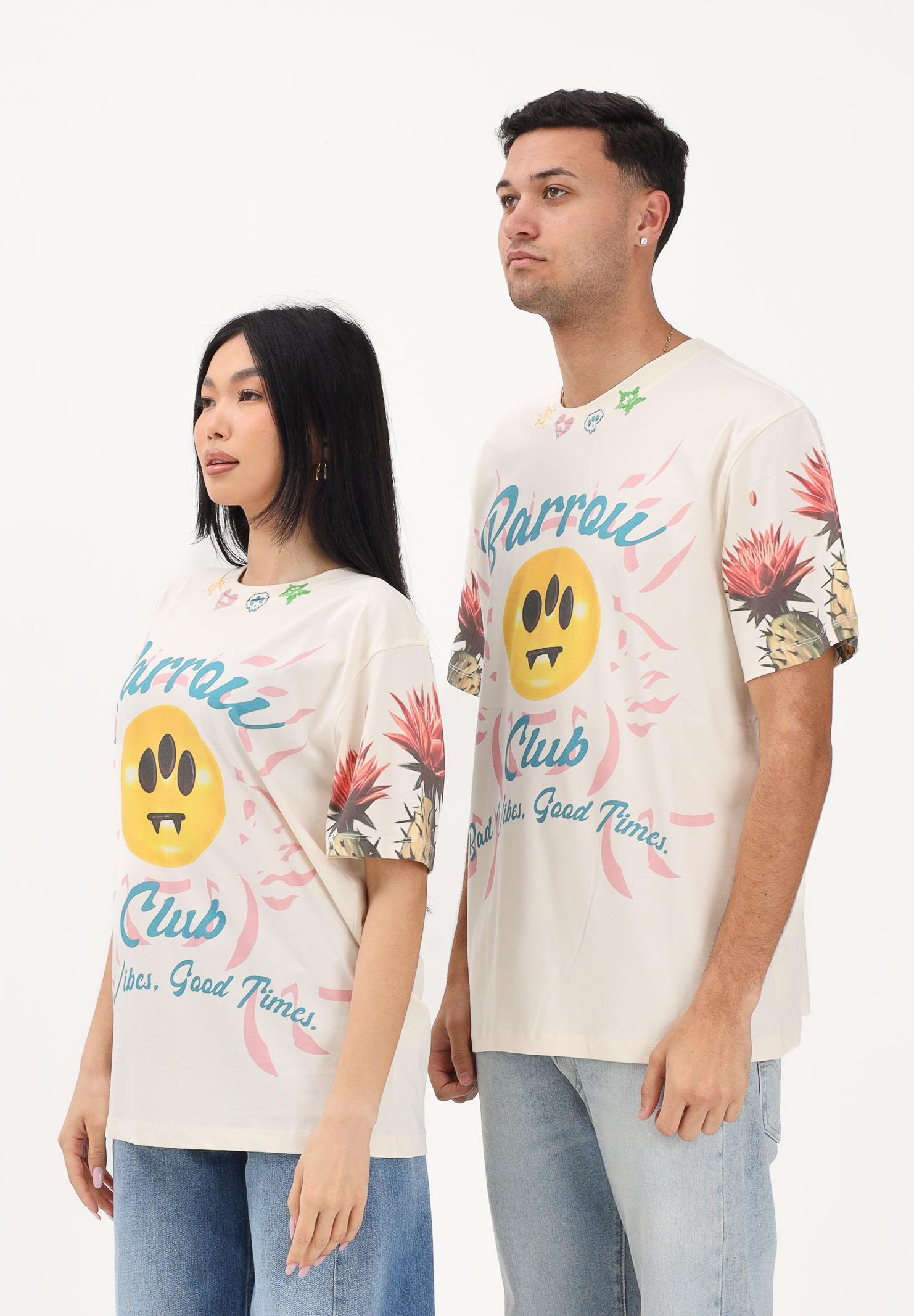 BARROW T-shirt a manica corta crema per uomo e donna con stampe S6BWUATH069 013 BARROW