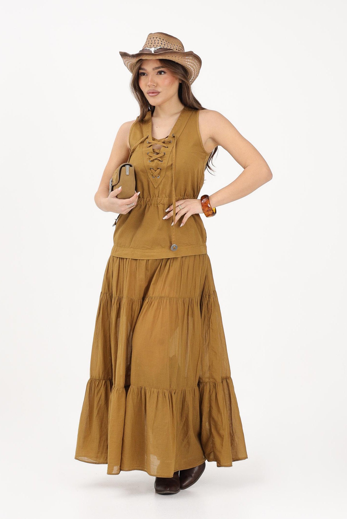 PINKO Abito lungo kiwi da donna con balza e nastri 106822A3AX L25 PINKO