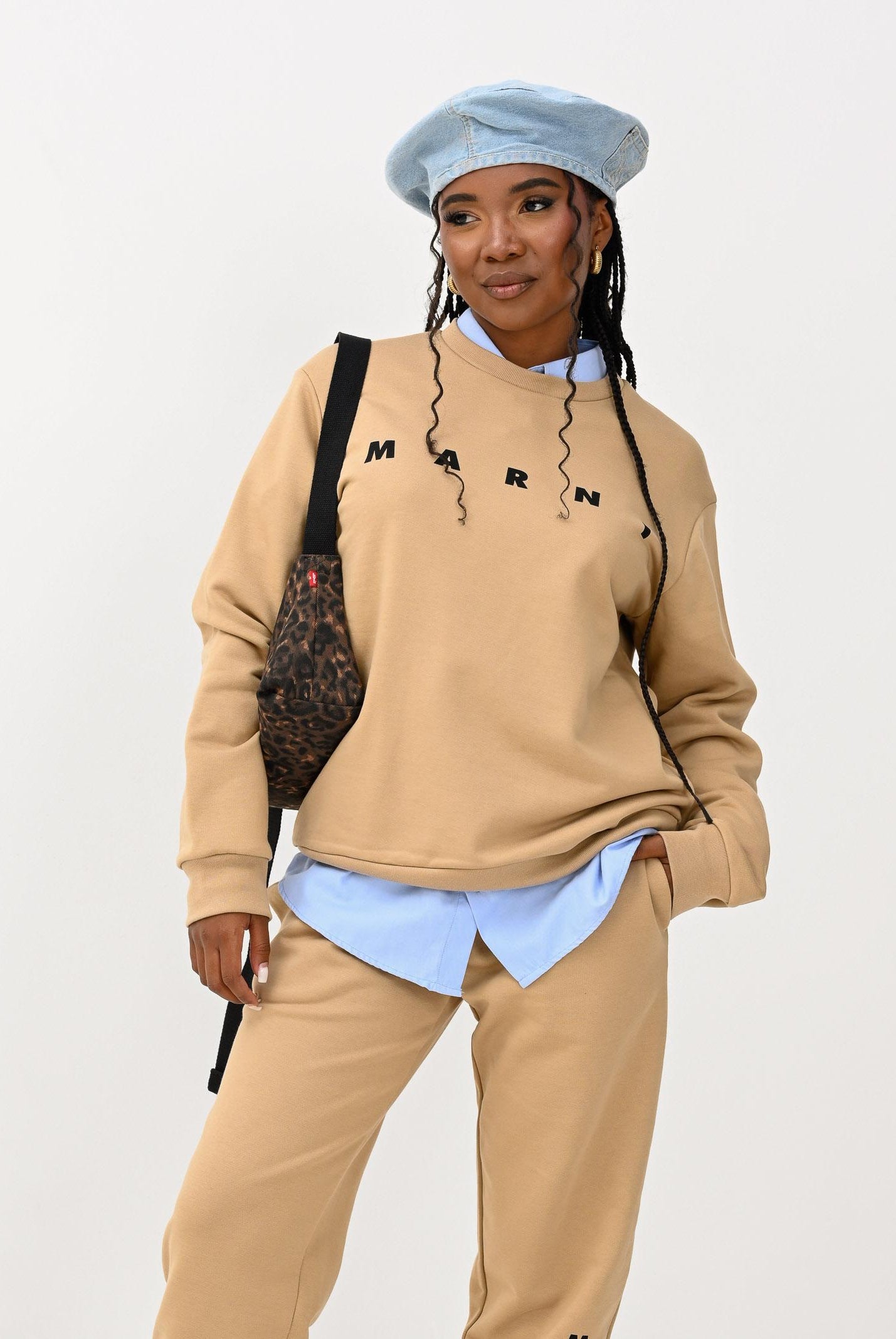 MARNI Felpa girocollo beige per donna, ragazzi e bambini con logo istituzionale M01612M00V0 0M715 MARNI