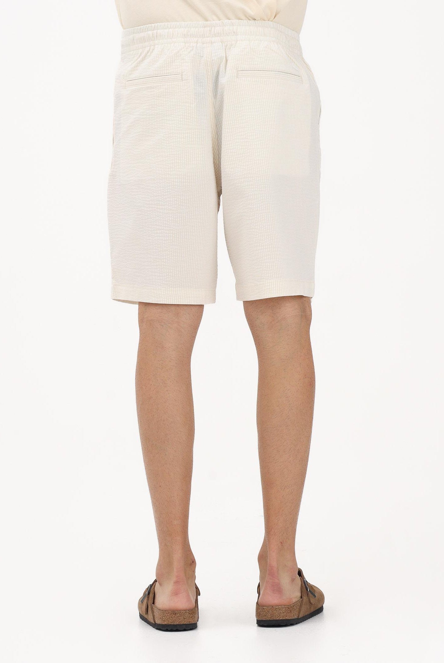 LACOSTE Shorts panna da uomo in seersucker di cotone GH1977 FM0 LACOSTE