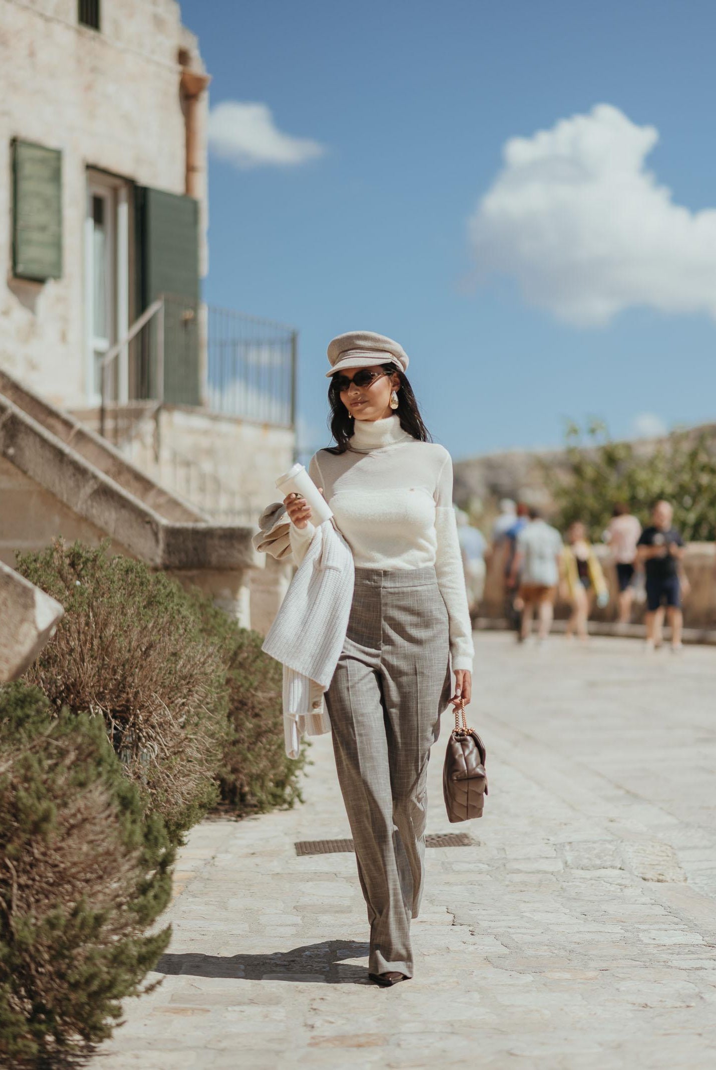 SIMONA CORSELLINI Pantalone elegante grigio da donna con motivo gessato incrociato A25CPPA015S1-C00298 V0000 SIMONA CORSELLINI