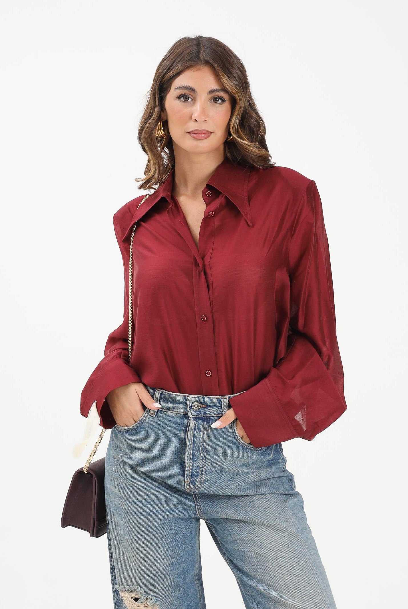 MAR DE MARGARITAS Camicia a manica lunga Ginny bordeaux da donna MMABW01458 RS02 Mar de margaritas