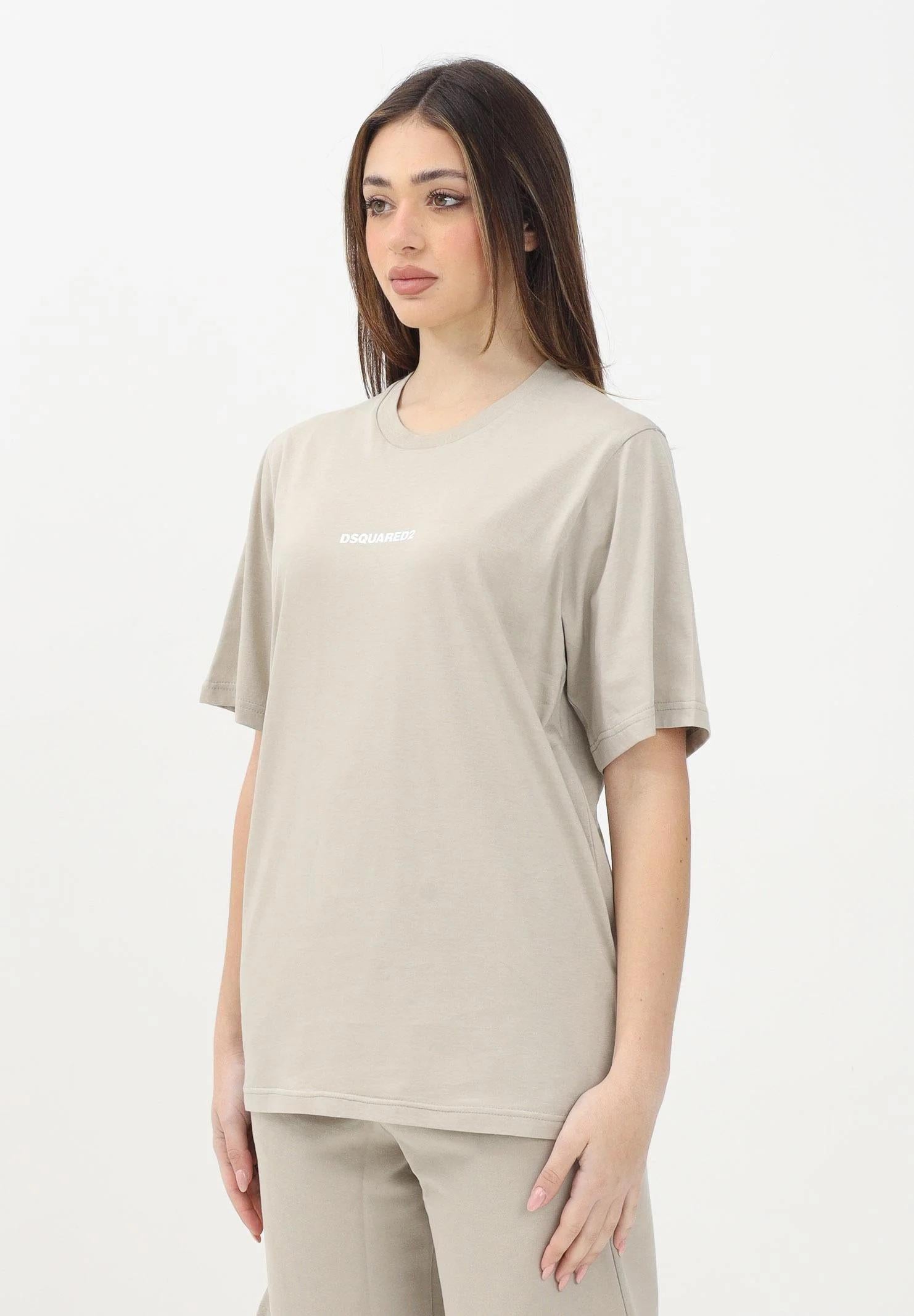 DSQUARED2 T-shirt a manica corta beige per donna, ragazzi e bambini con logo DSQUARED2 DQ2823D004G DQ717 DSQUARED2