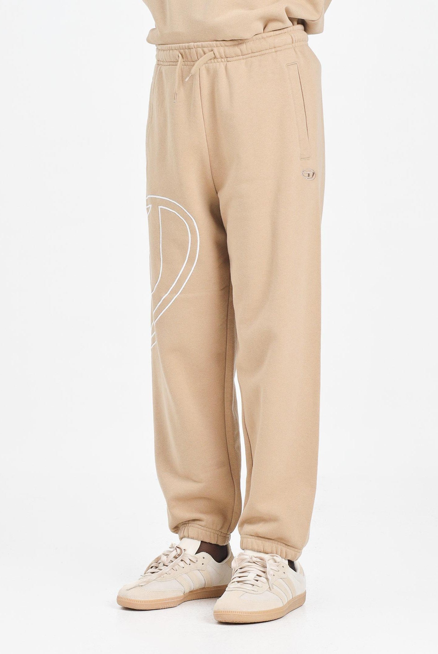 DIESEL Pantalone sportivo beige per donna, ragazzi e bambini con maxi logo Oval D J022720GYCJ K726 DIESEL
