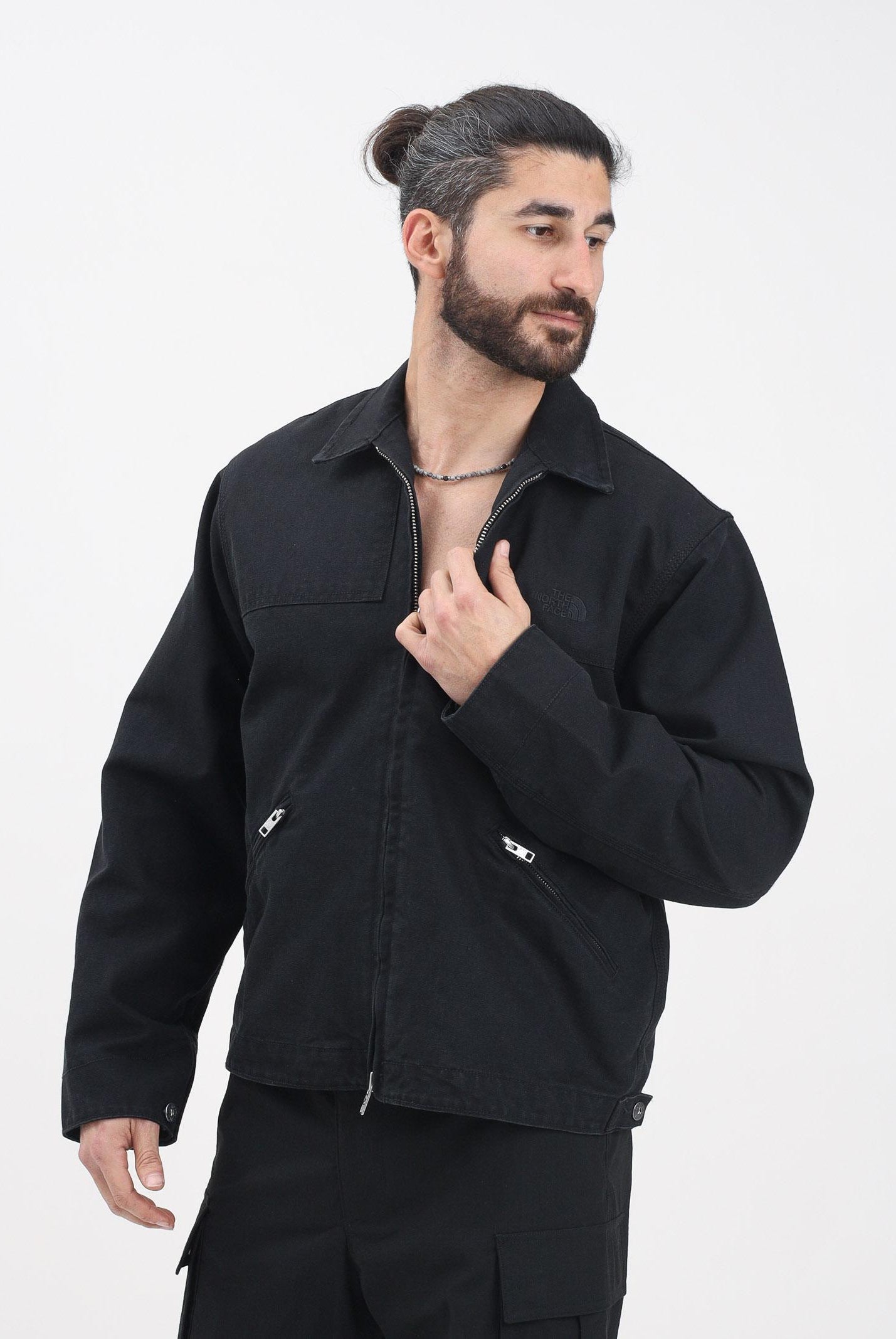 THE NORTH FACE Giubbotto di jeans Cedar Canvas in denim nero da uomo NF0A8B72JK31 . THE NORTH FACE