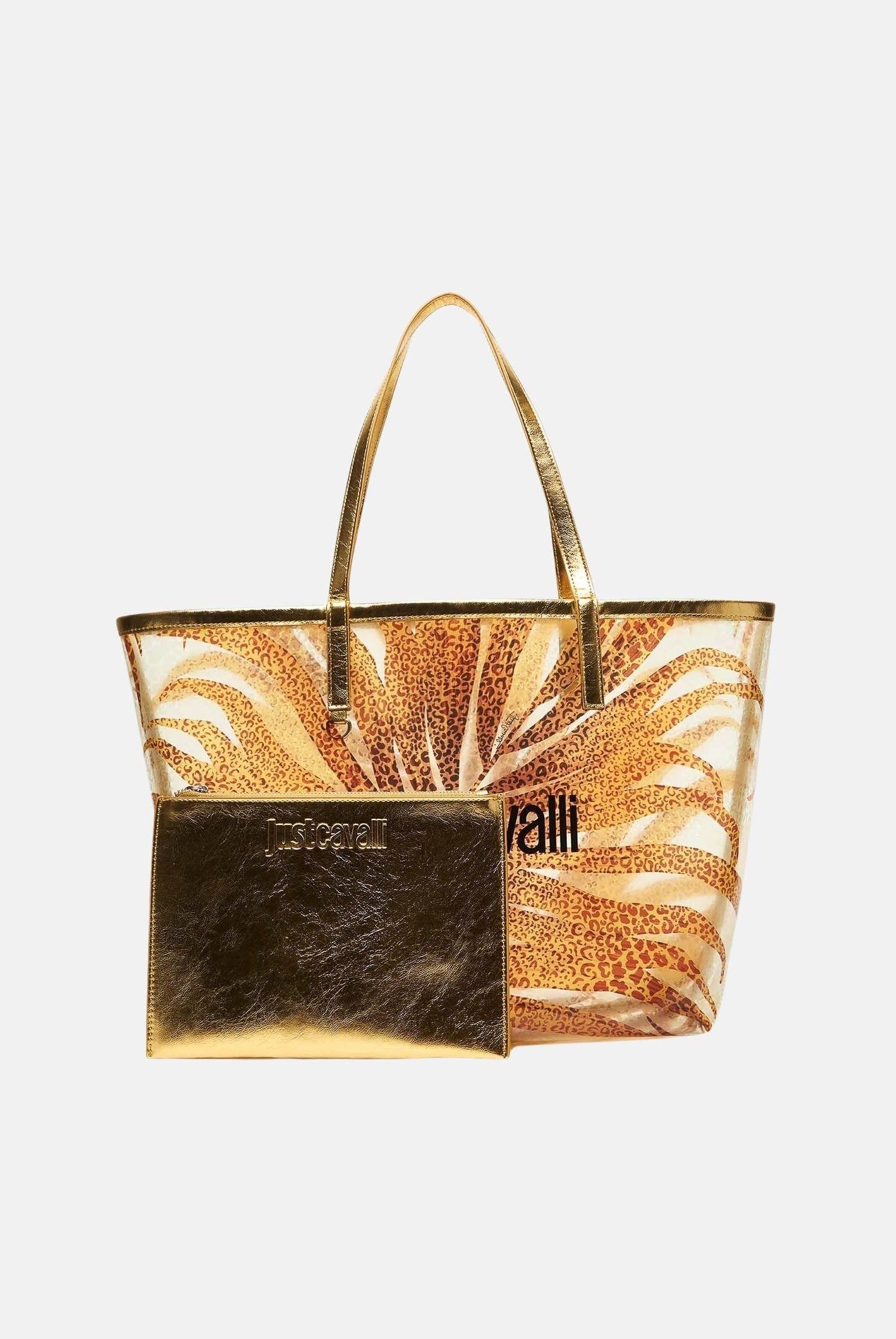 JUST CAVALLI Borsa mare oro da donna con stampa tropicale 80RA4BS2ZSE22 R79 JUST CAVALLI
