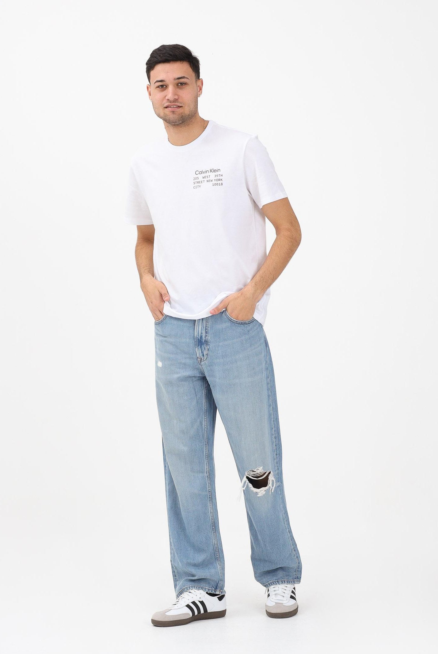 CALVIN KLEIN JEANS Jeans Straight 90's Tencel Blend in denim medio da uomo LV04RE718G2U1 . CALVIN KLEIN JEANS