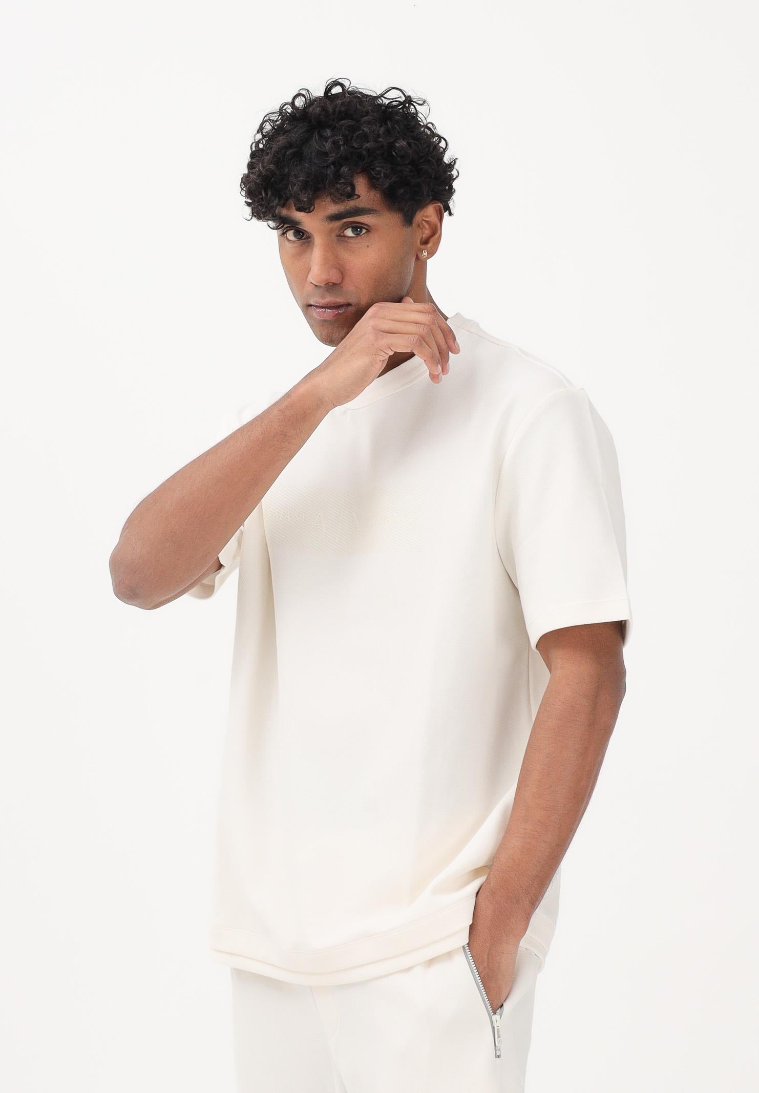 ARMANI EXCHANGE T-shirt a manica corta panna da uomo con logo XM002470AF21869 U1074 ARMANI EXCHANGE