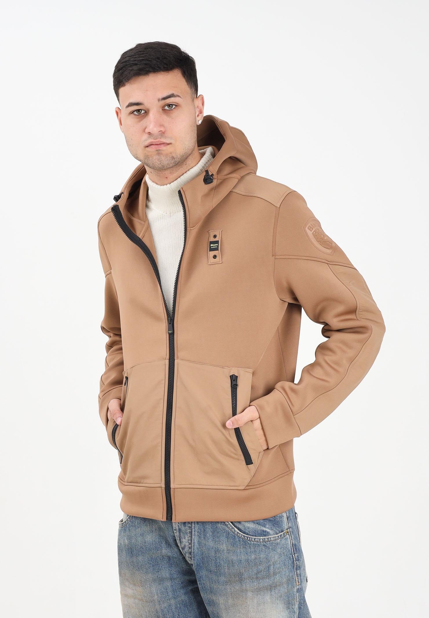 BLAUER Felpa con cappuccio SCUBA SURFACE tabacco da uomo 25WBLUF02253-004745 343 BLAUER