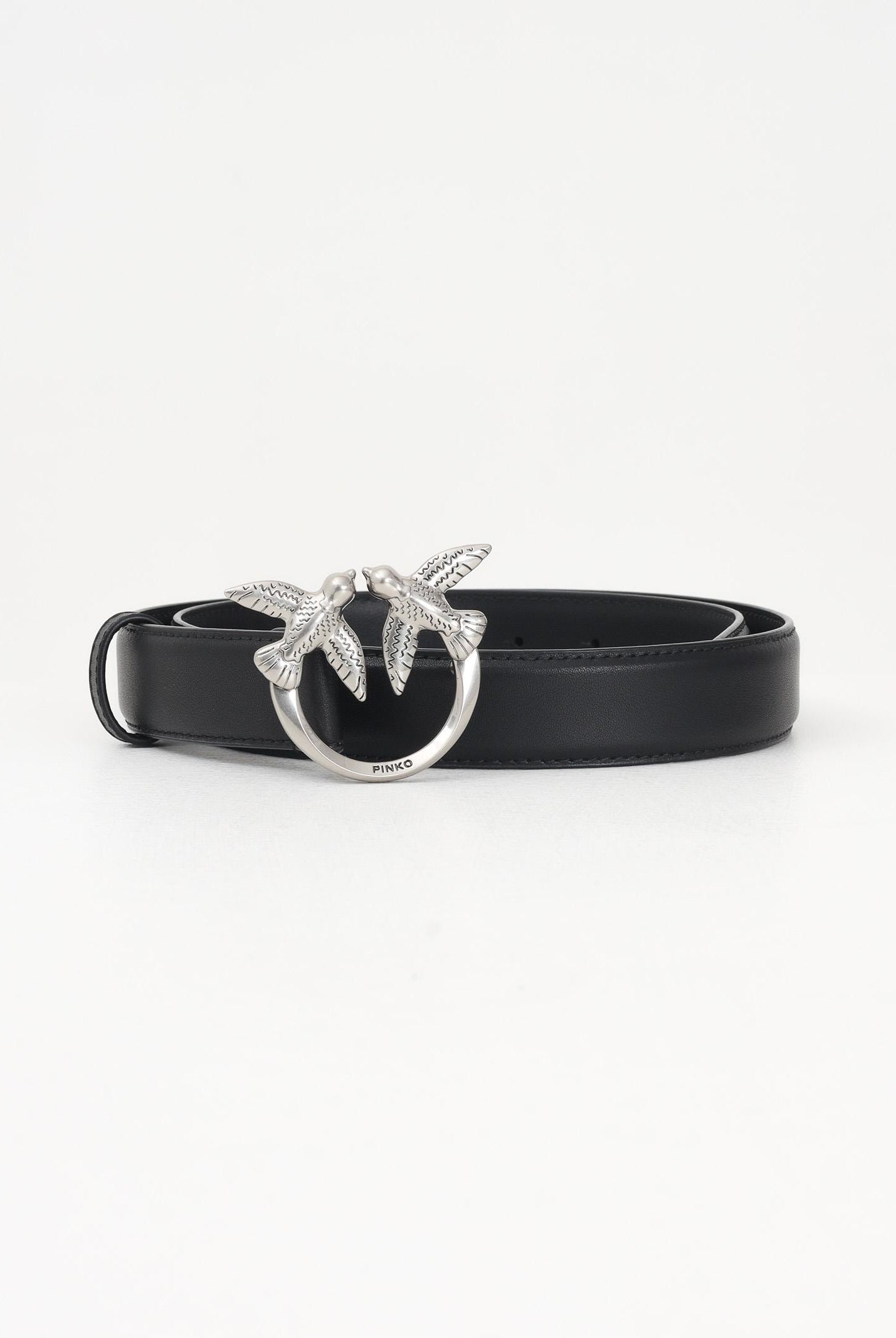 PINKO Cintura Love Birds in morbida pelle mano seta nera da donna 100125A0F1 Z99O PINKO